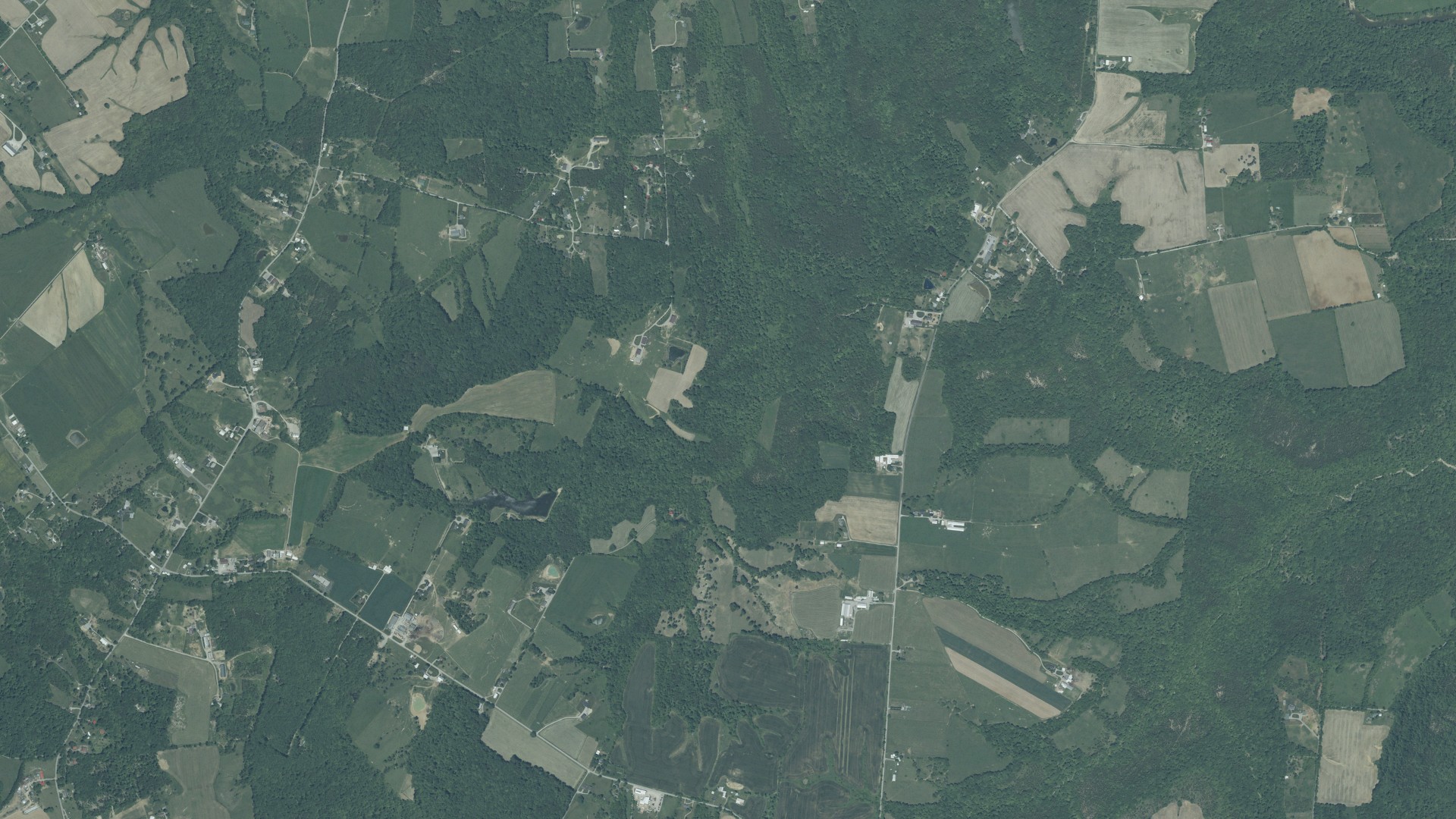 Natural-color aerial photograph of land around Oliver, Ohio