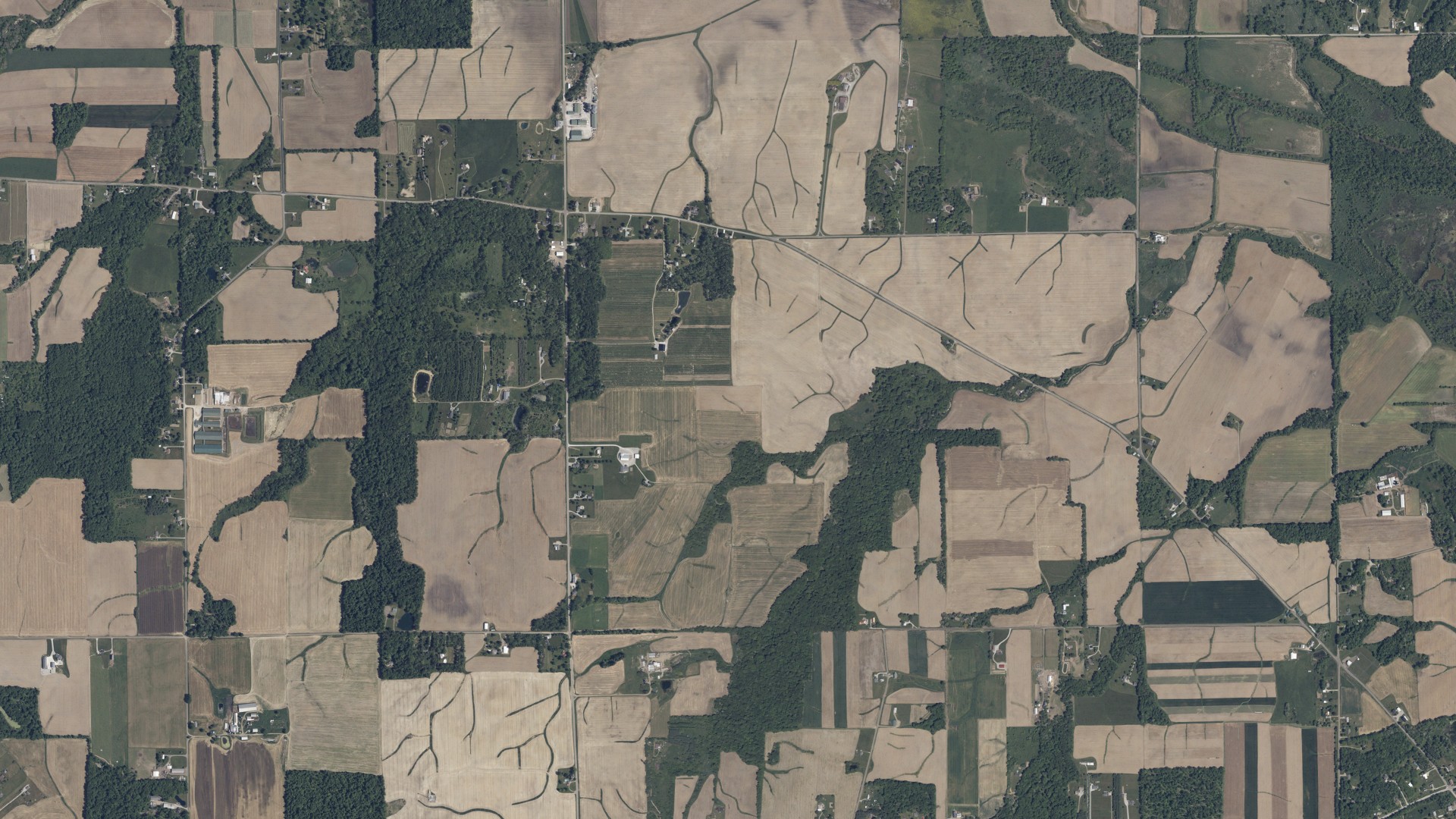 Aerial view of land around Mohican, Ohio