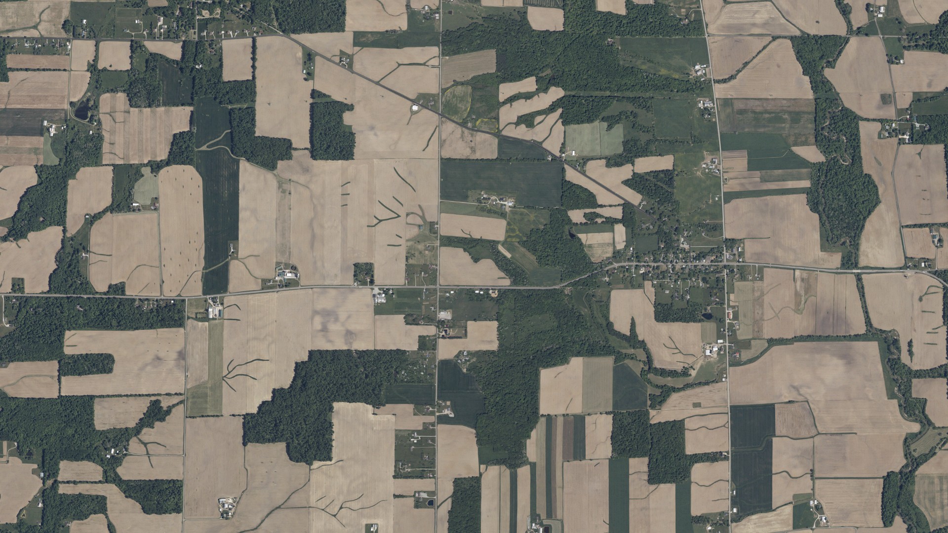 Aerial view of land around Perry, Ohio