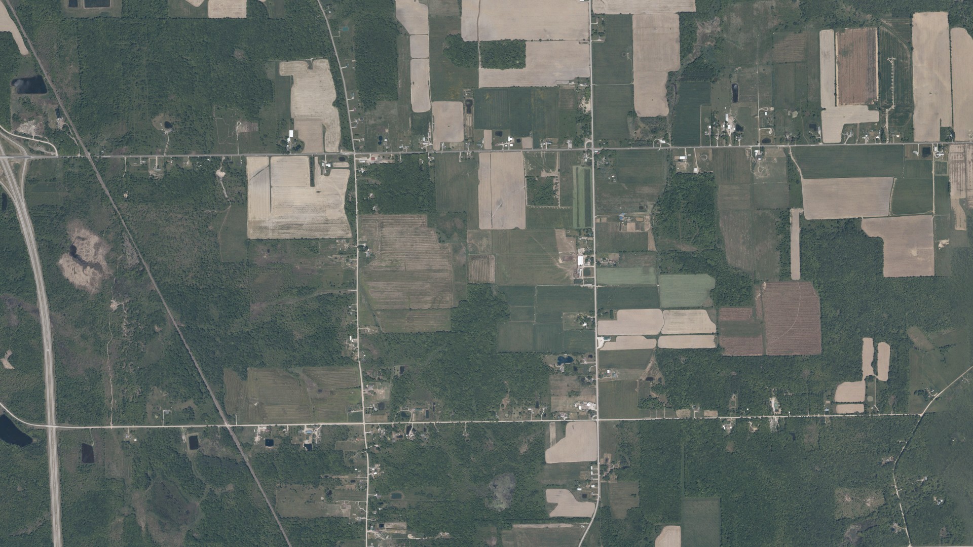 Aerial view of land around Denmark, Ohio