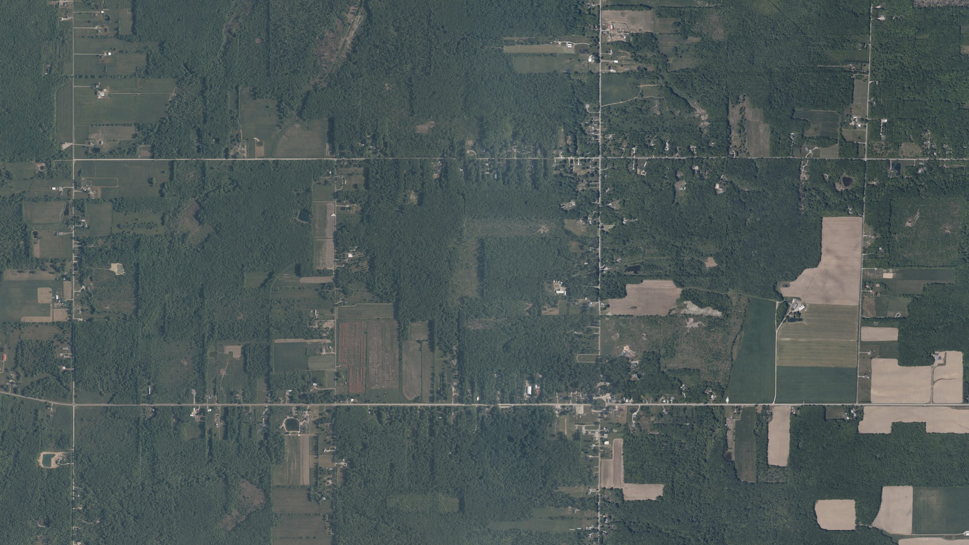 Aerial view of land around Hartsgrove, Ohio
