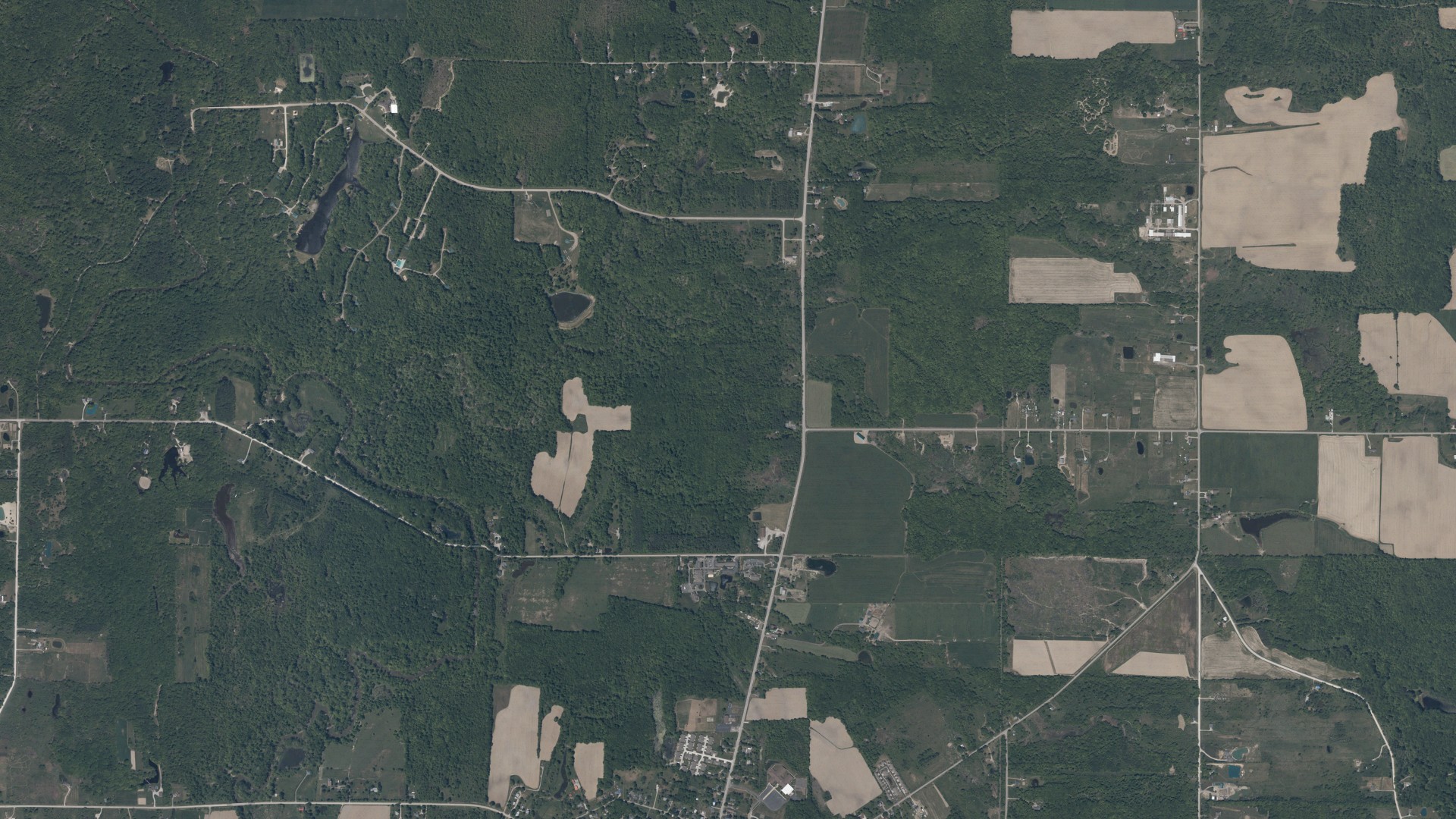 Aerial view of land around Morgan, Ohio