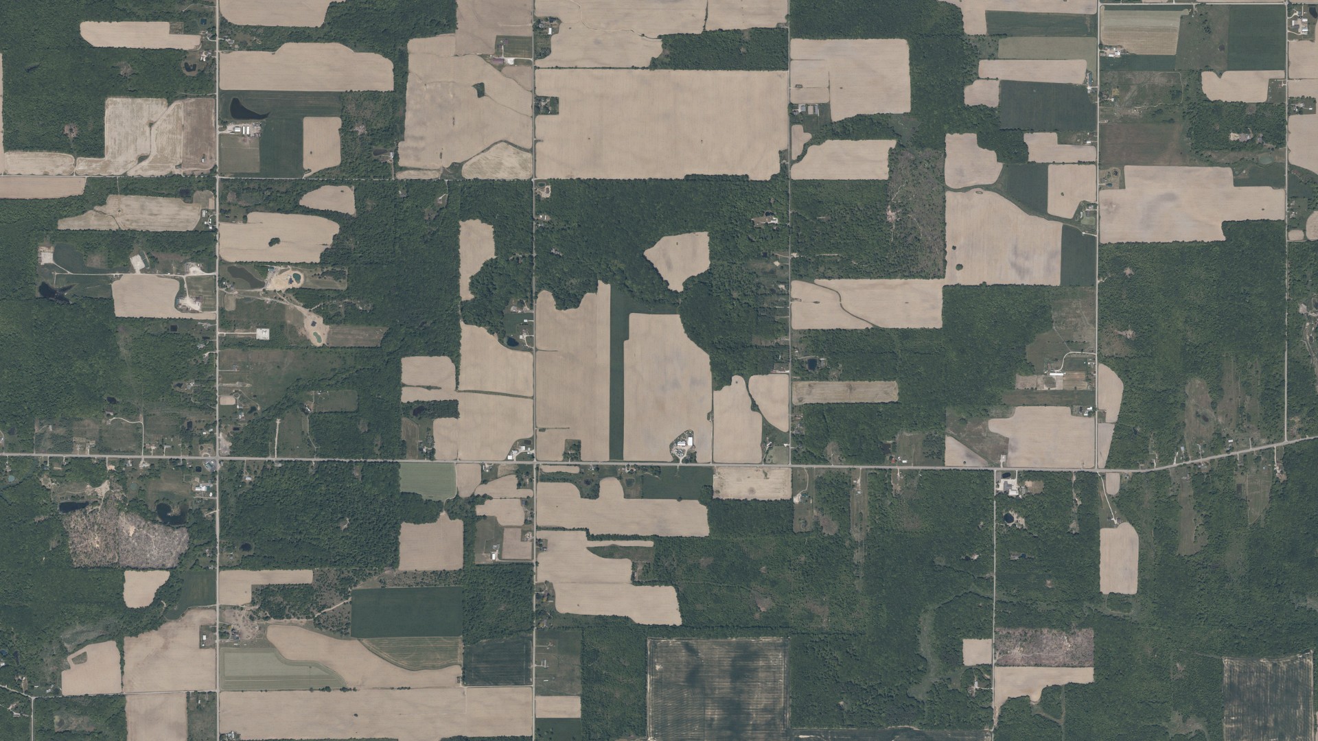 Aerial view of land around New Lyme, Ohio
