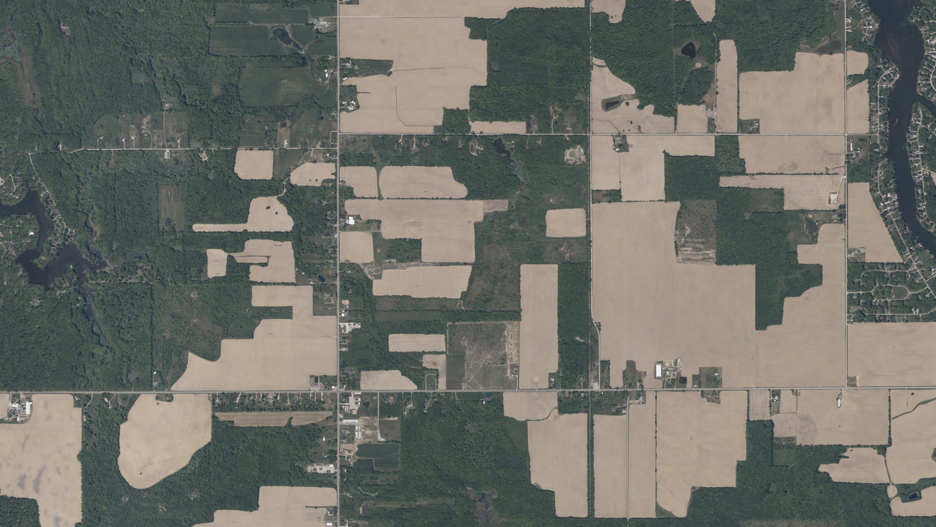 Aerial view of land around Rome, Ohio