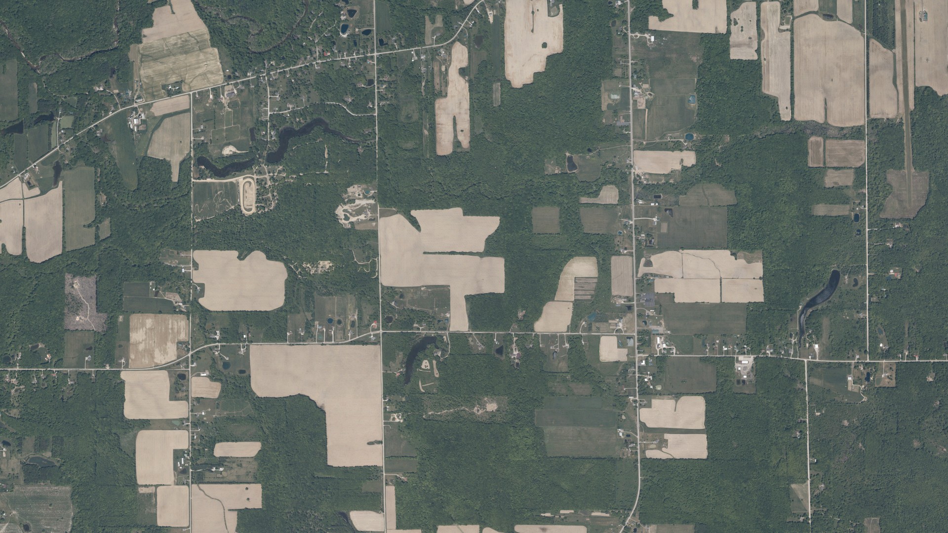Aerial view of land around Sheffield, Ohio