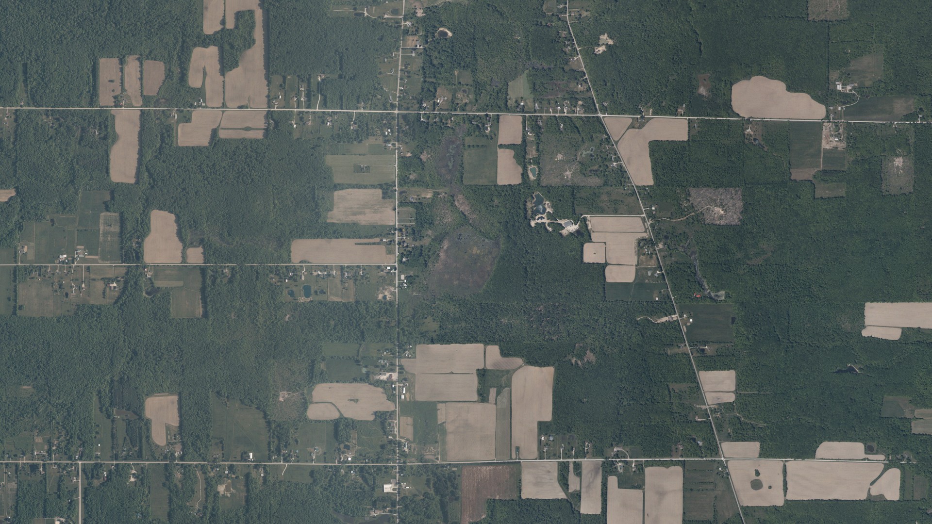Aerial view of land around Trumbull, Ohio