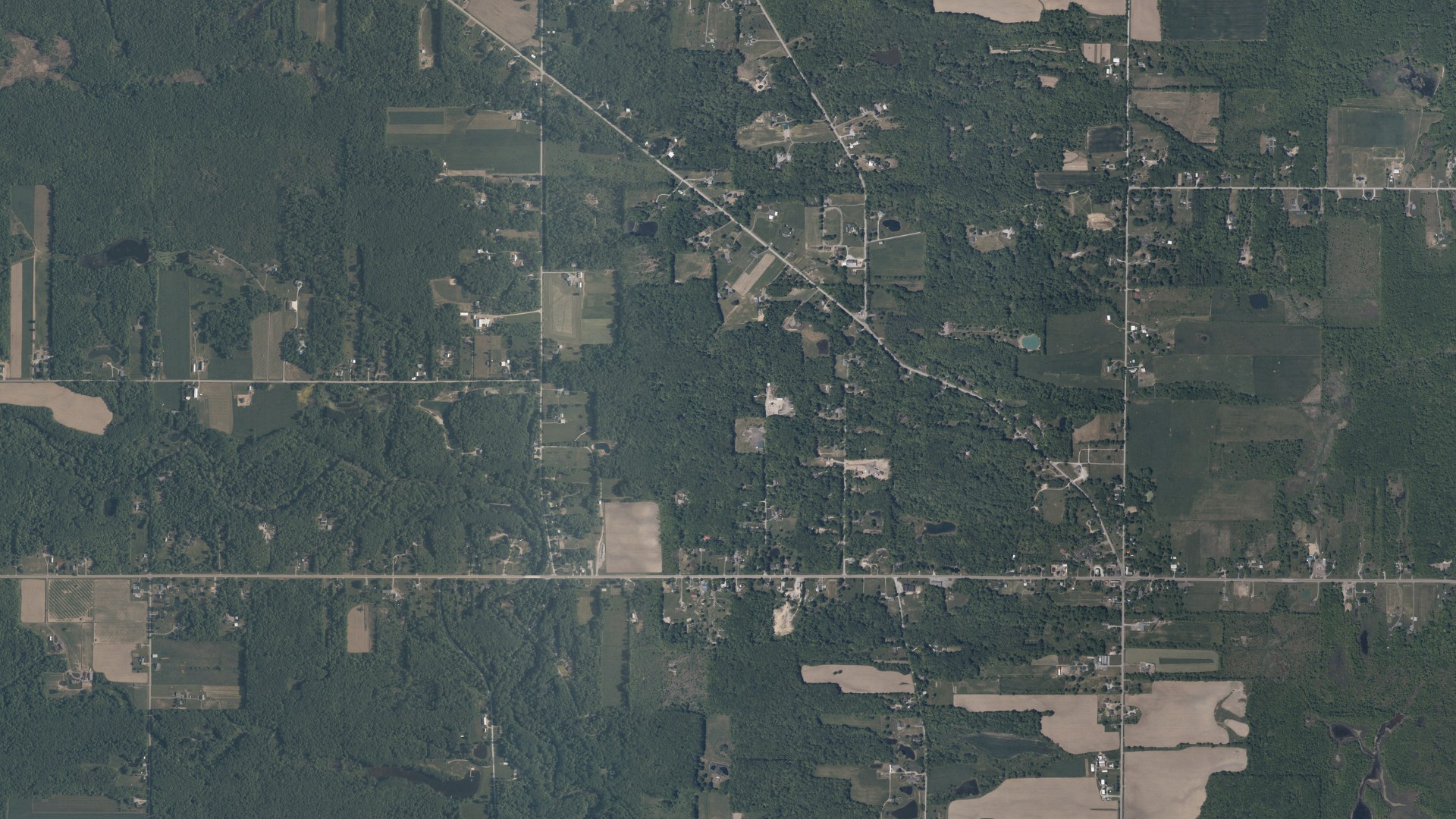 Aerial view of land around Windsor, Ohio