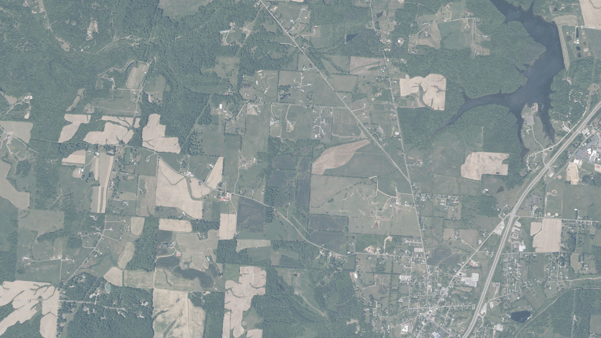 Aerial view of land around Lee, Ohio