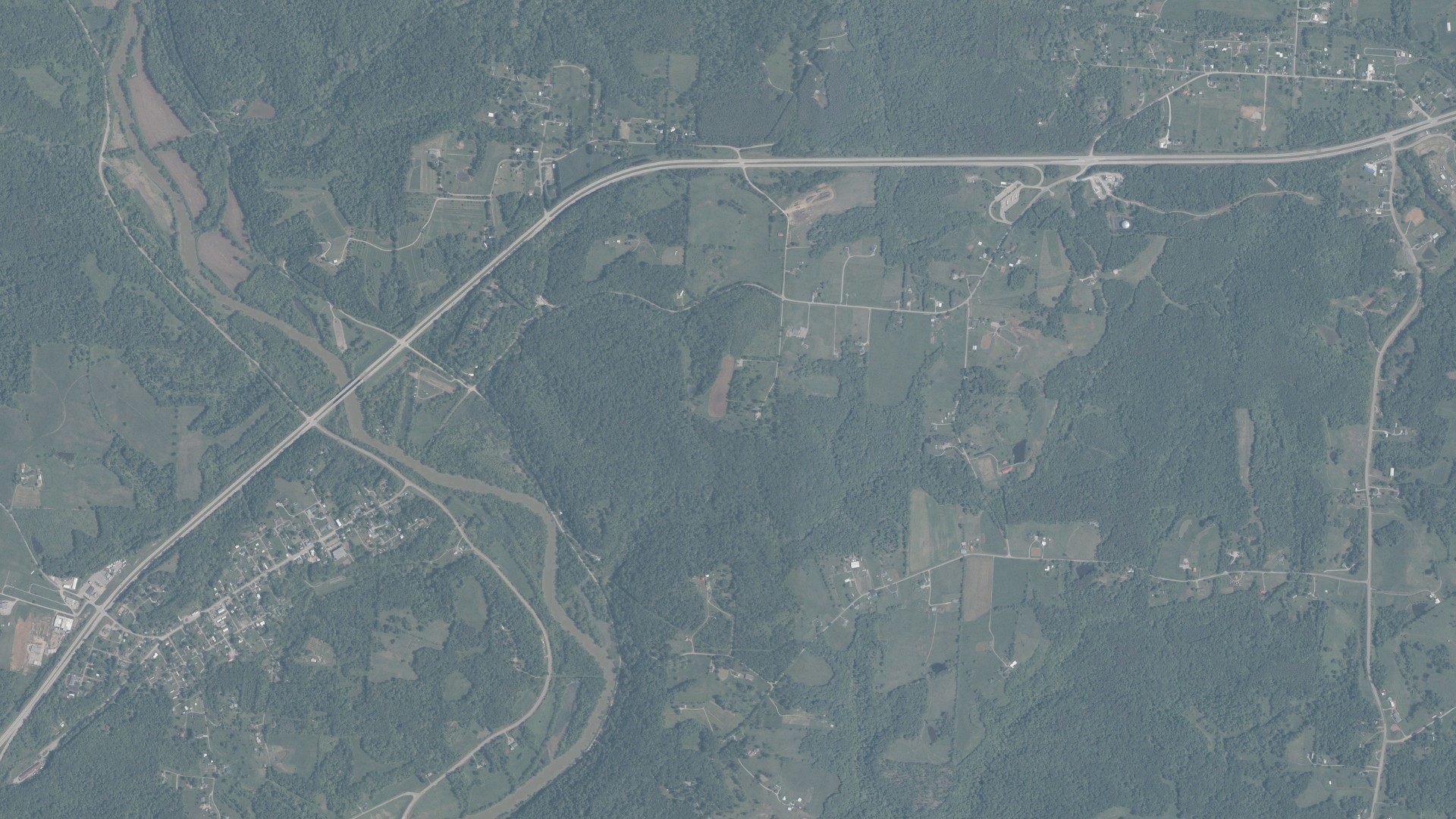 Aerial view of land around Troy, Ohio