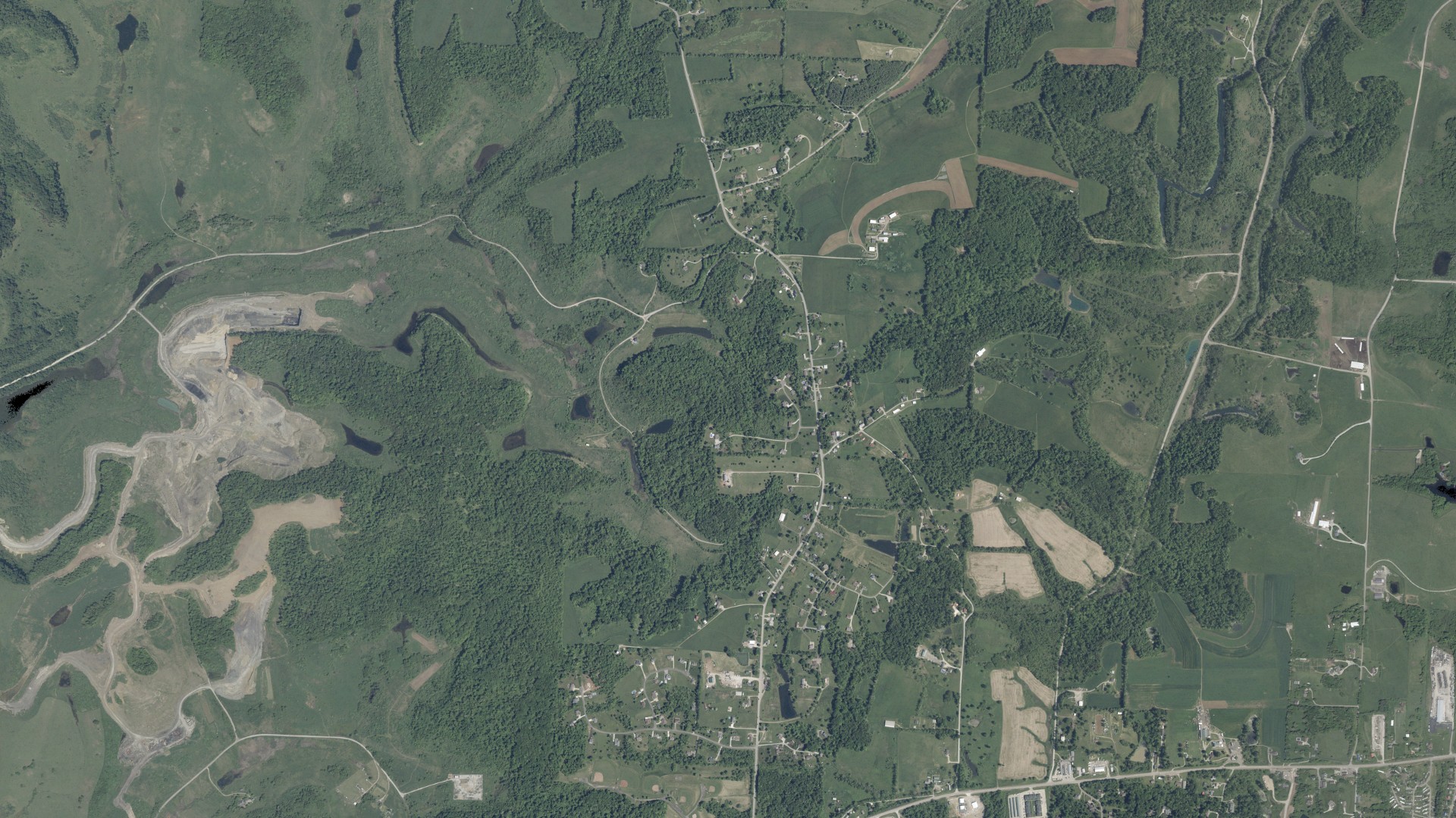 Aerial view of land around Union, Ohio