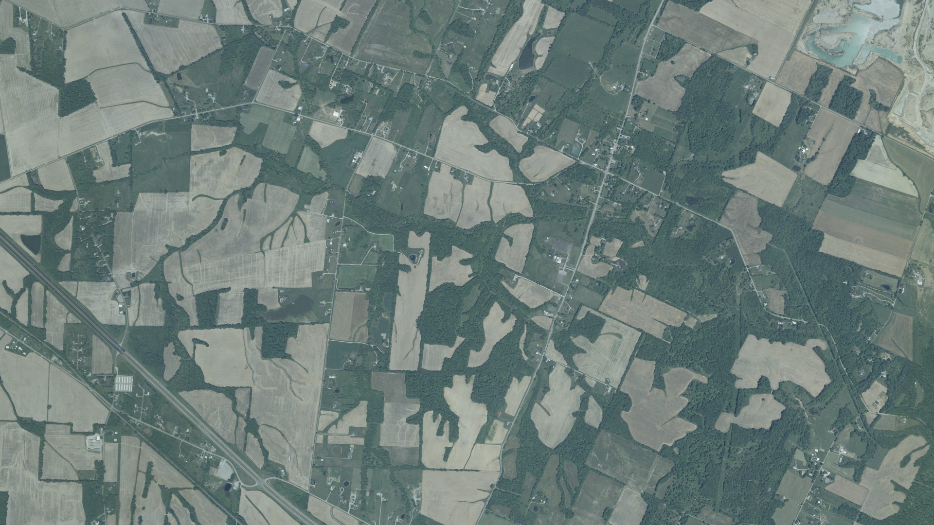 Aerial view of land around Eagle, Ohio