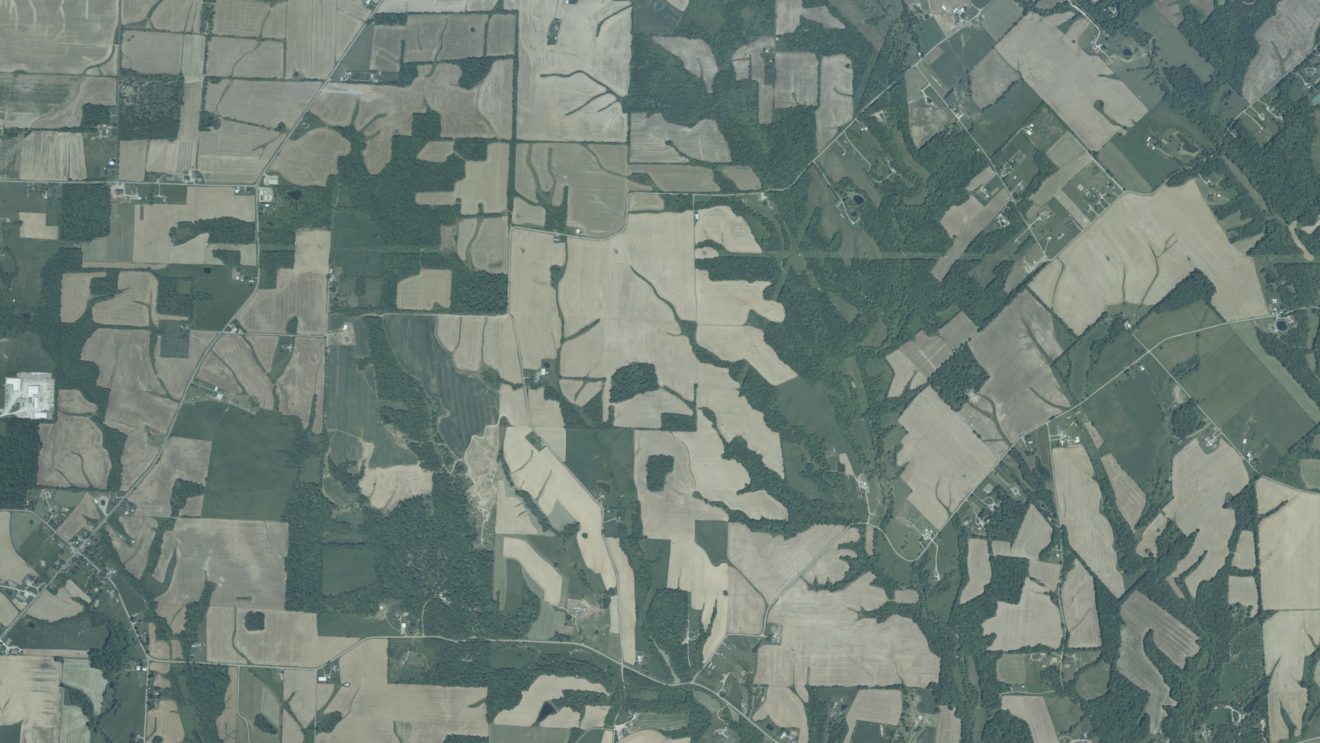 Aerial view of land around Jackson, Ohio