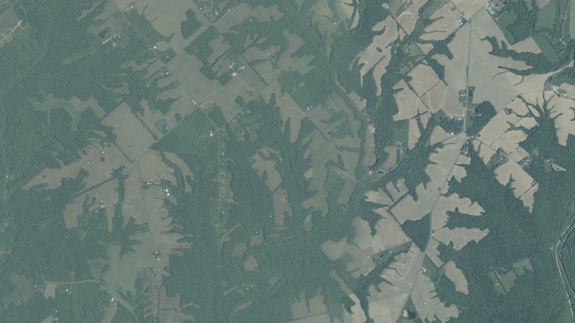 Aerial view of land around Lewis, Ohio