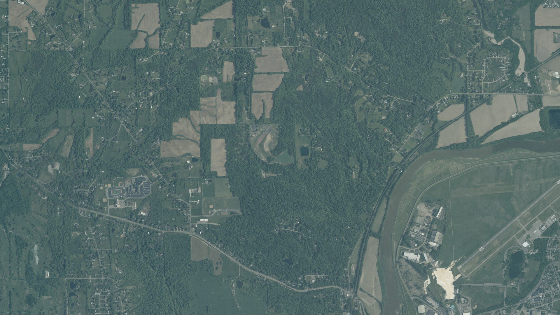 Aerial view of land around Madison, Ohio