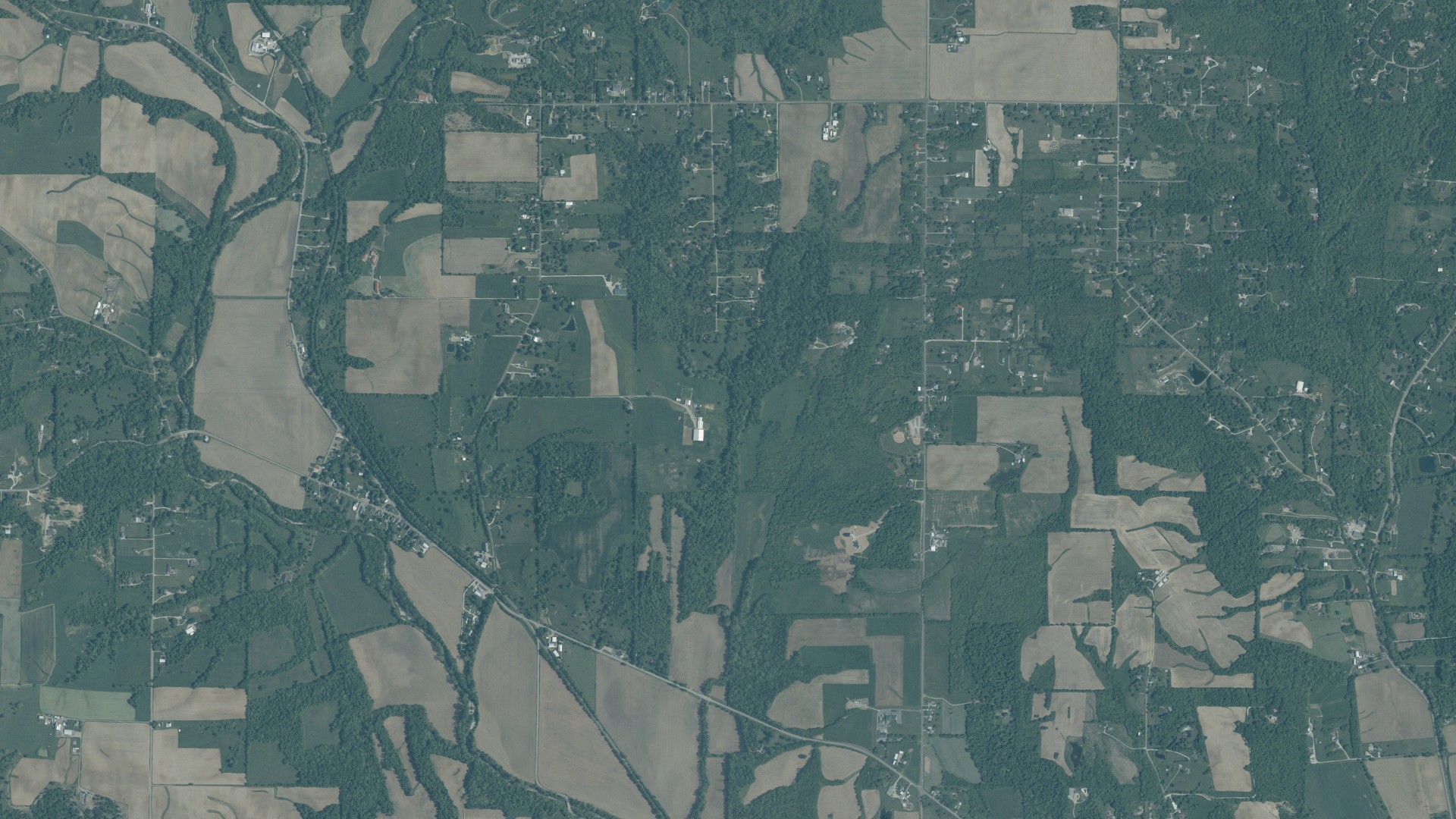 Aerial view of land around Morgan, Ohio