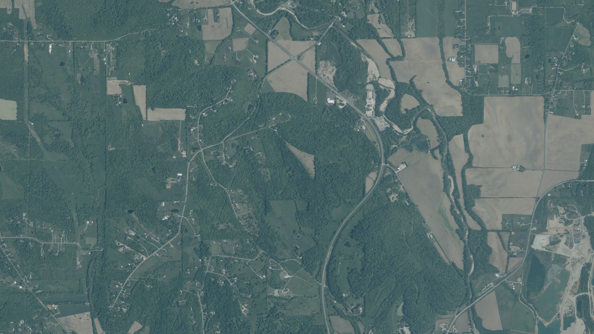 Aerial view of land around Ross, Ohio