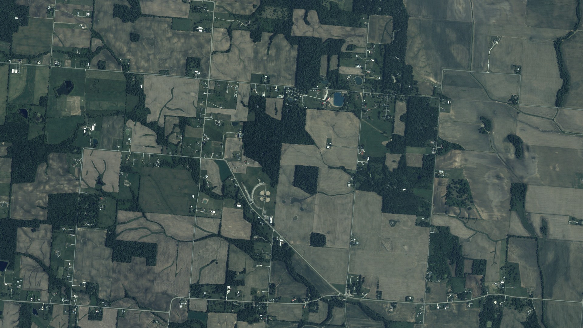 Natural-color aerial photograph of land around Concord, Ohio