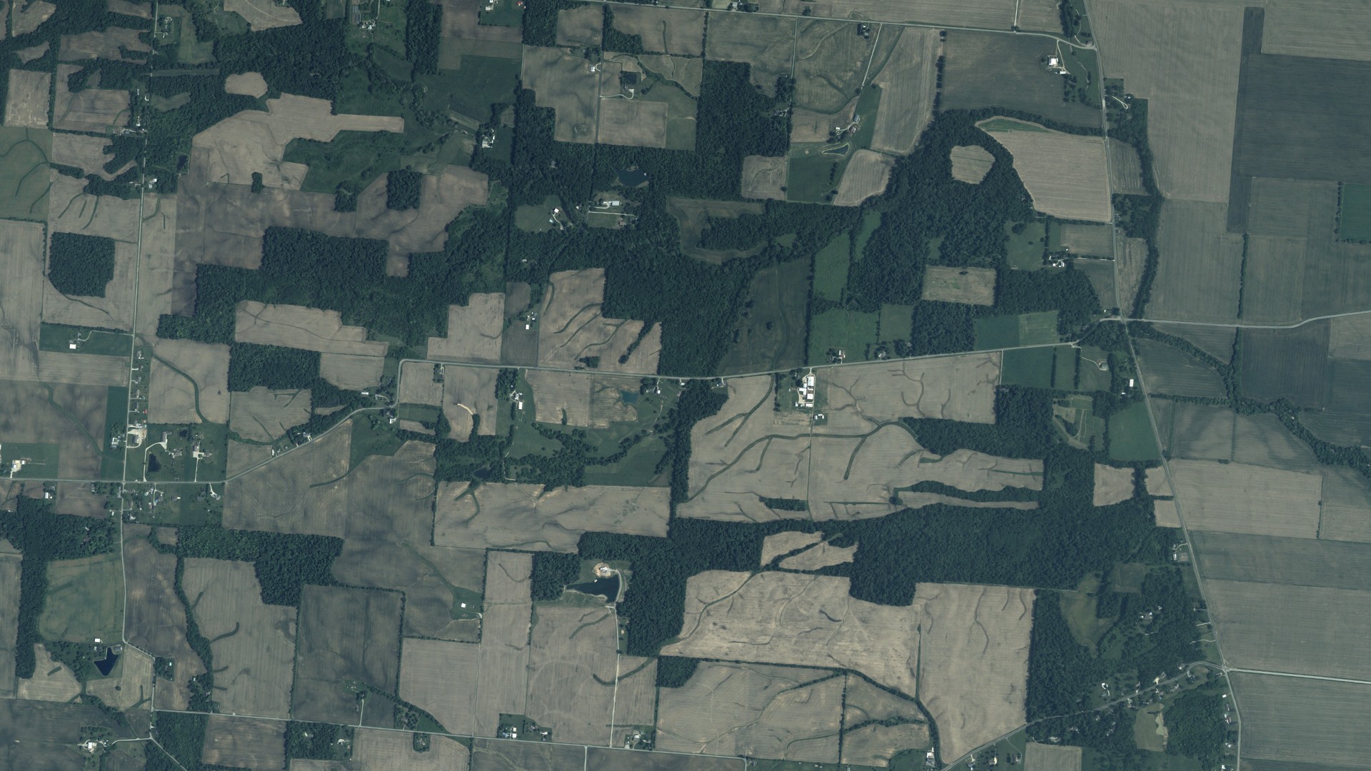 Aerial view of land around Mad River, Ohio