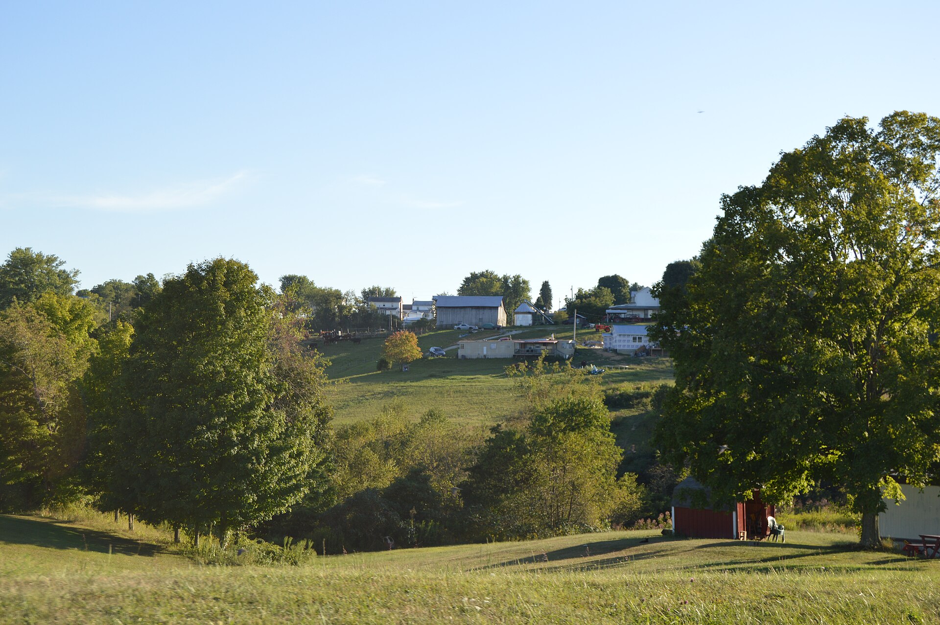 Overview of Antioch, Ohio, United States, seen from a hill on Union Road to the north.