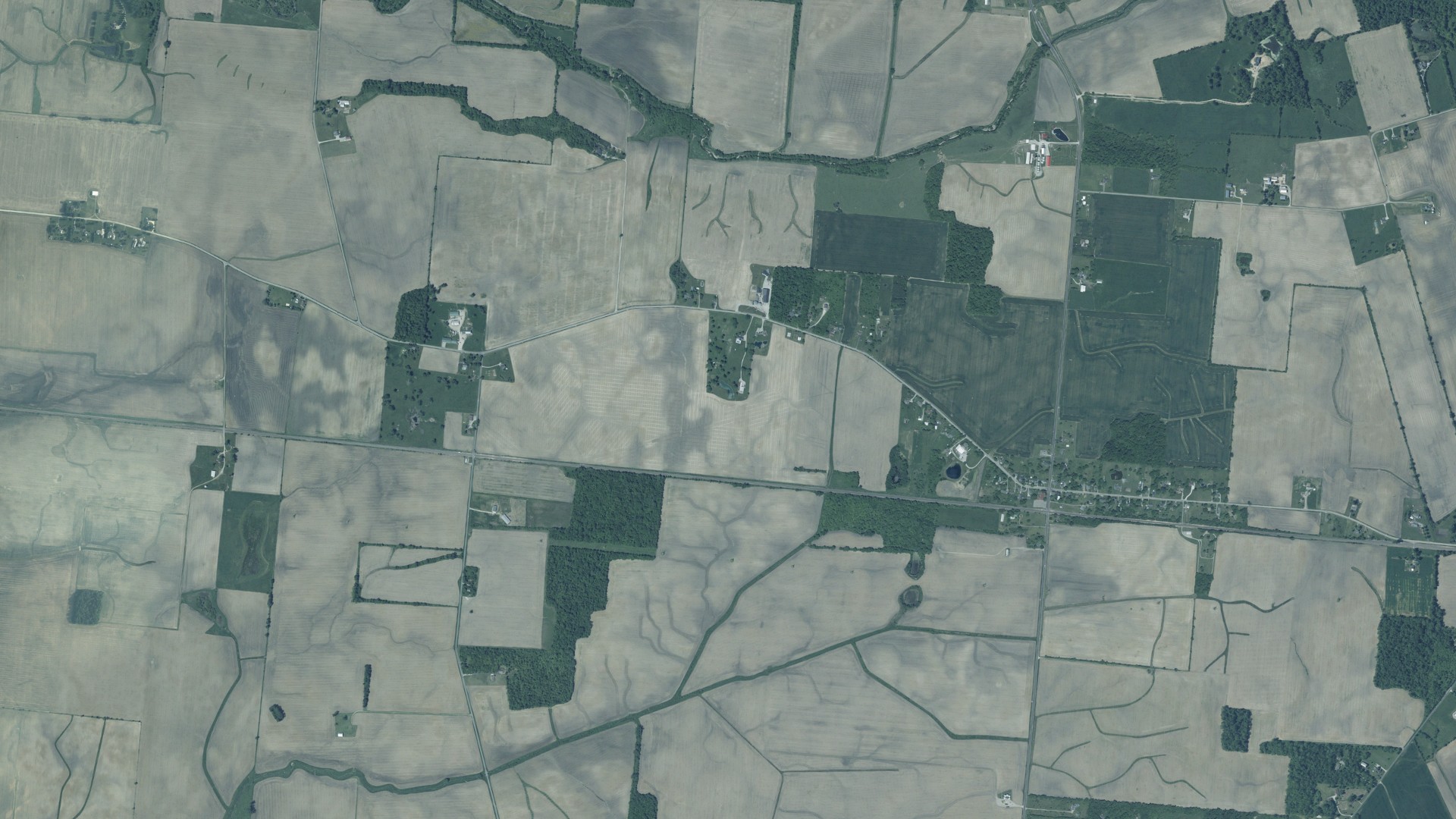 Natural-color aerial photograph of land around Harmony, Ohio
