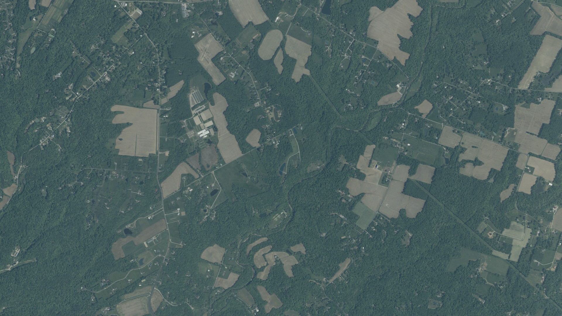 Natural-color aerial photograph of land around Stonelick, Ohio