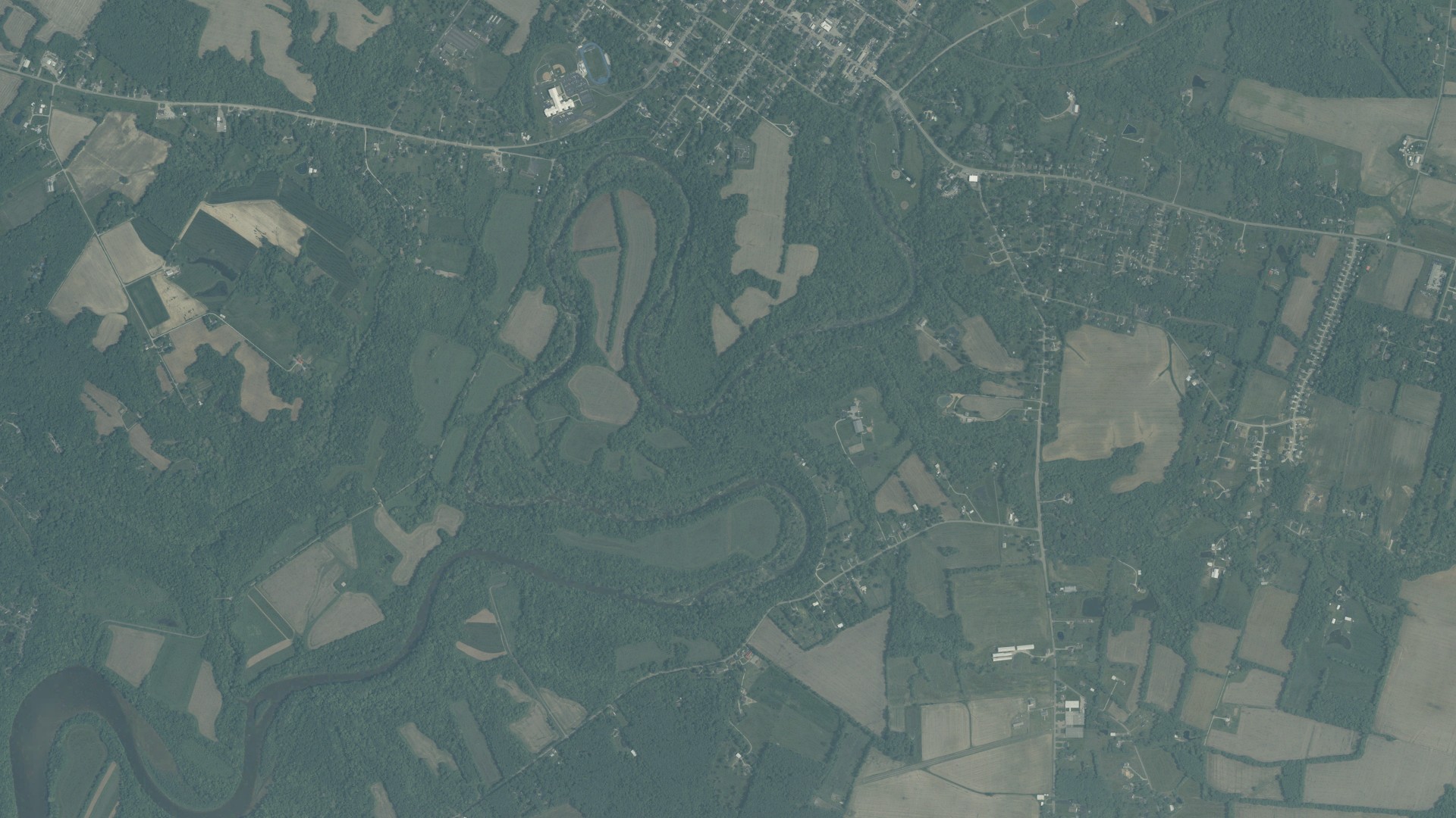 Aerial view of land around Williamsburg, Ohio