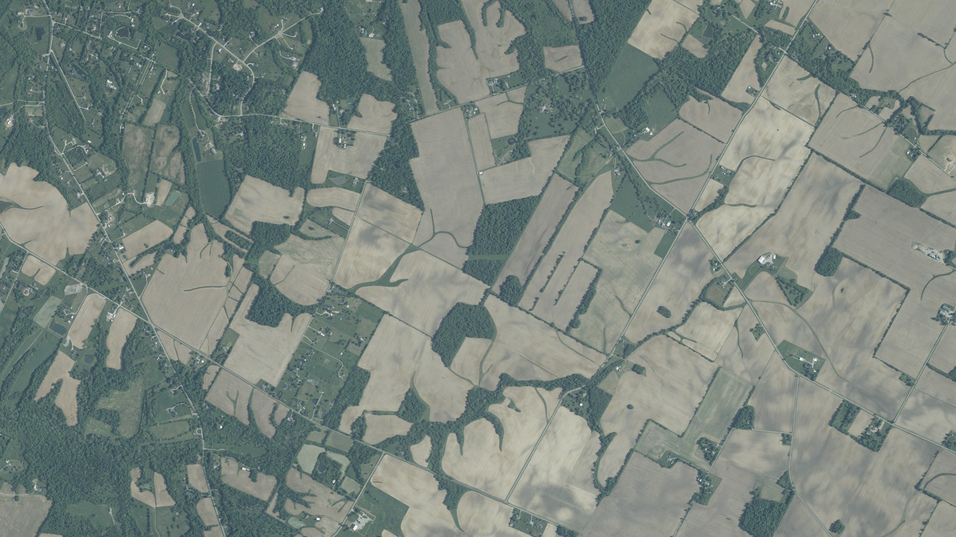 Aerial view of land around Chester, Ohio