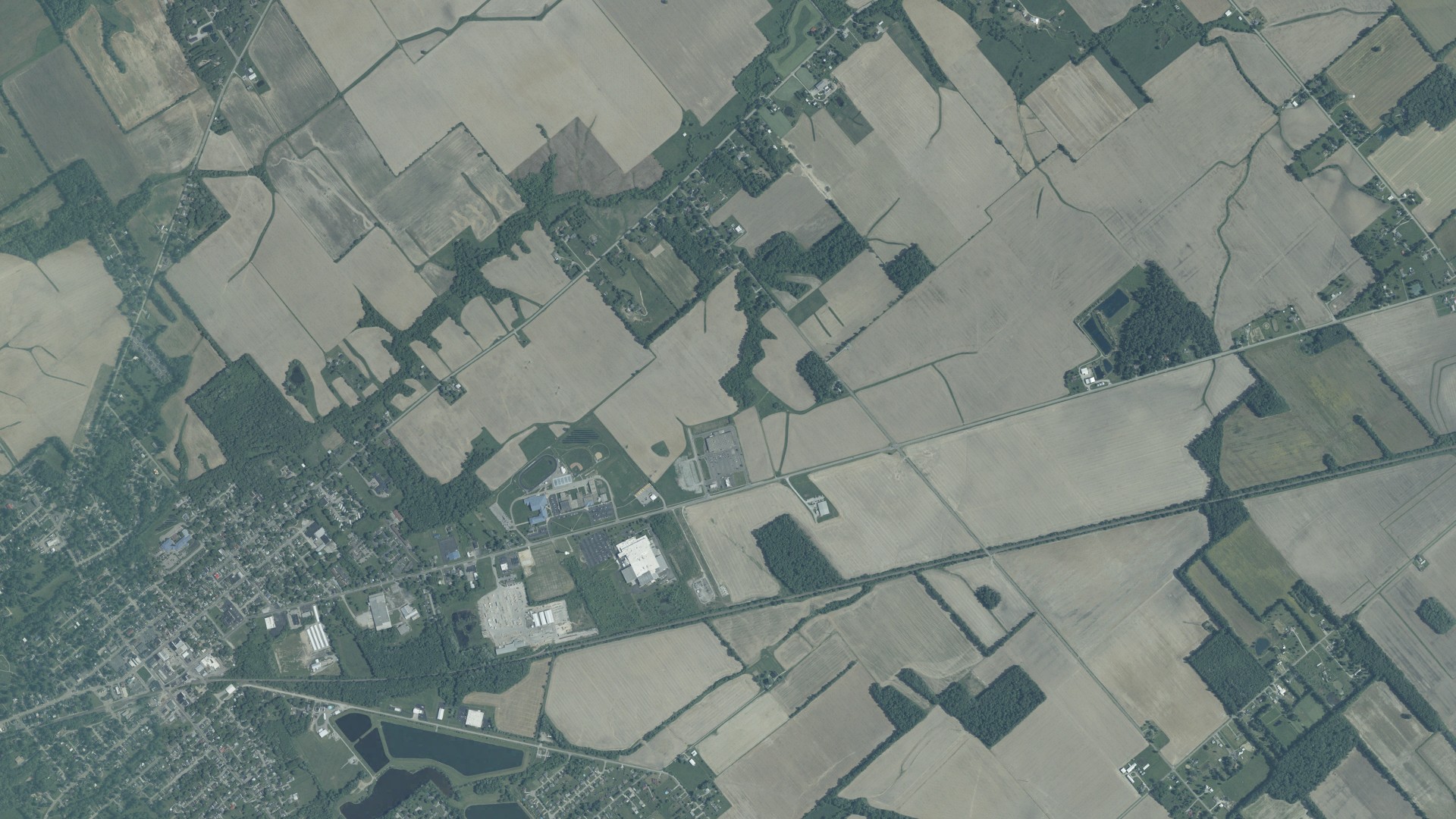 Aerial view of land around Marion, Ohio