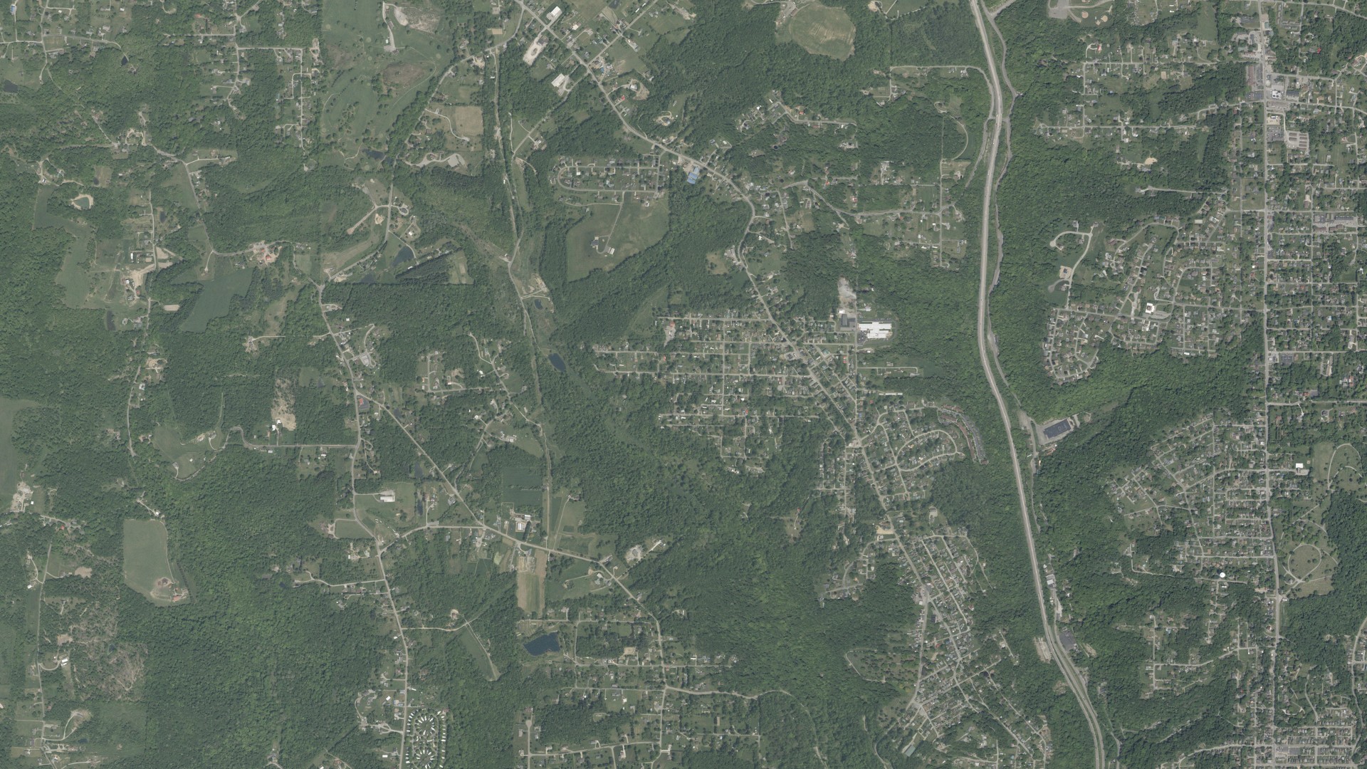 Aerial view of land around Liverpool, Ohio