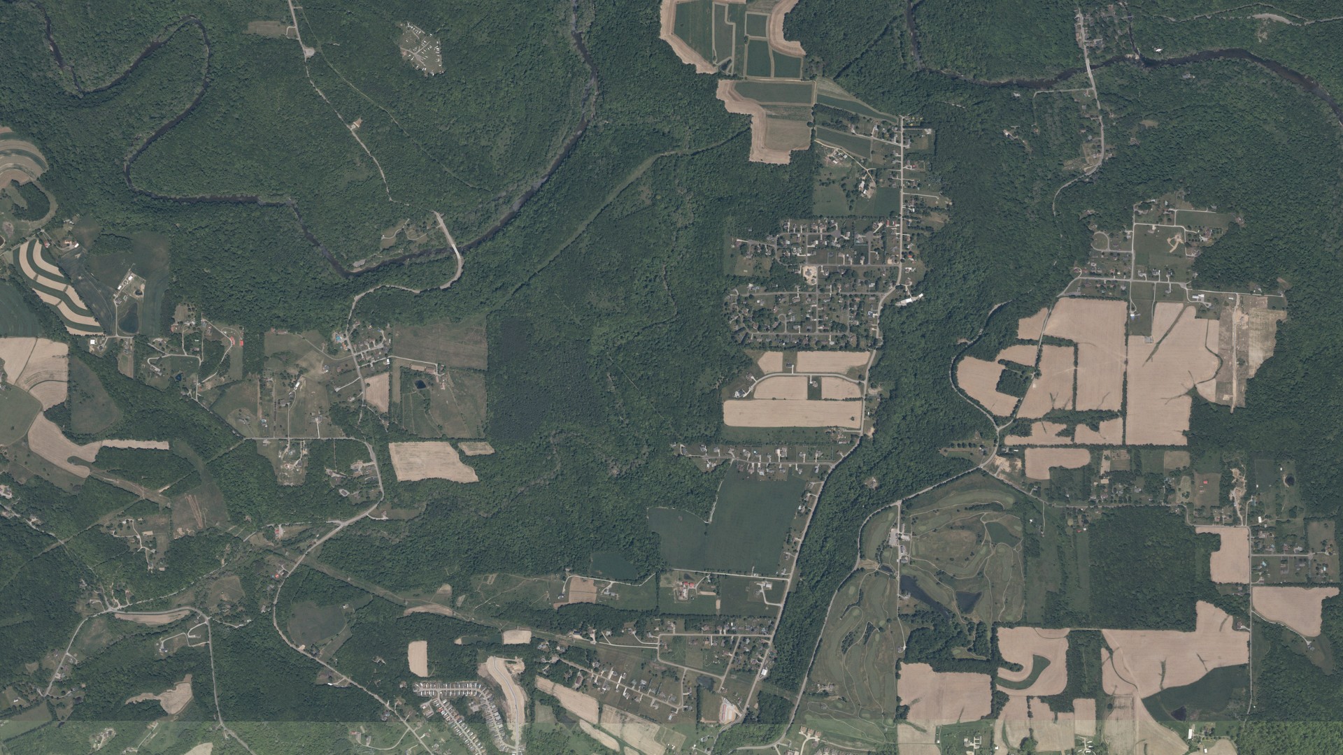 Aerial view of land around St. Clair, Ohio