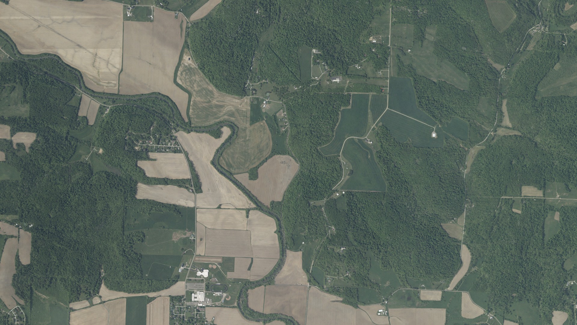 Aerial view of land around Bethlehem, Ohio