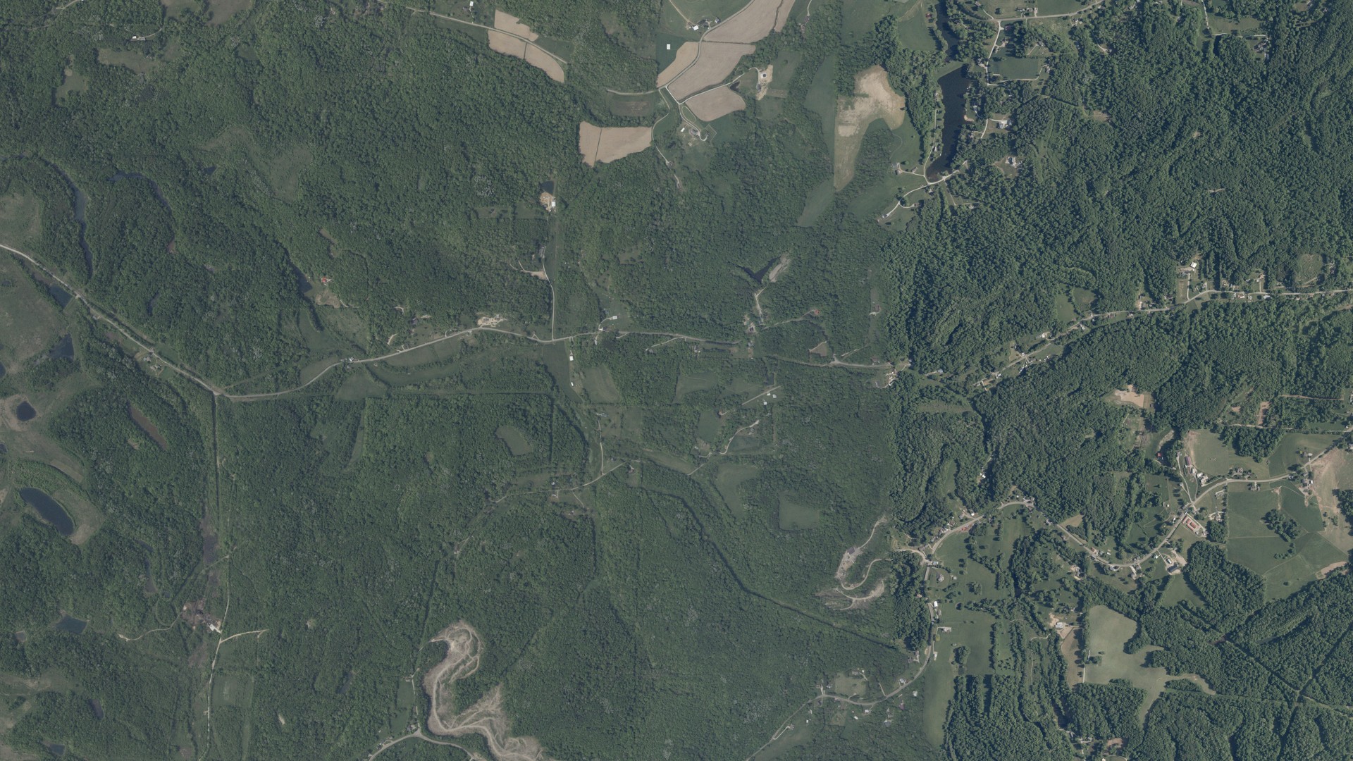 Aerial view of land around Jackson, Ohio