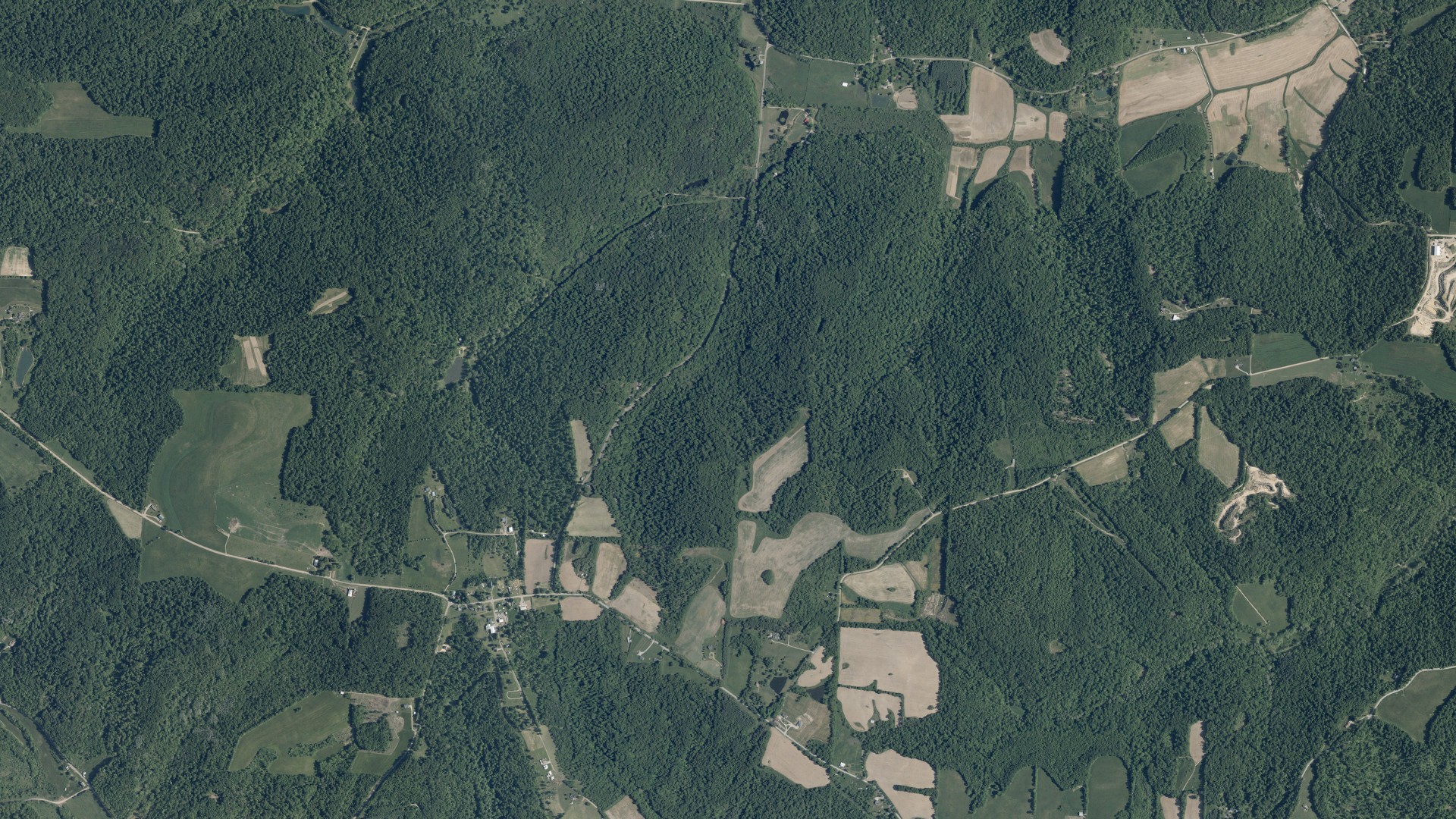 Aerial view of land around Monroe, Ohio
