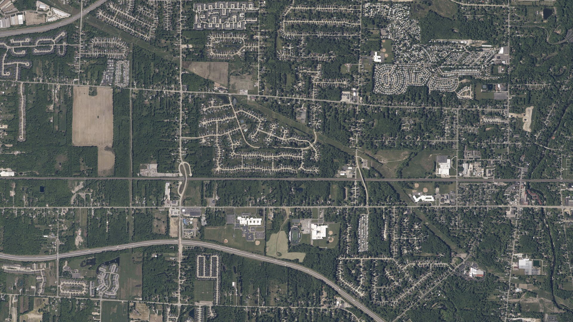 Aerial view of land around Olmsted, Ohio