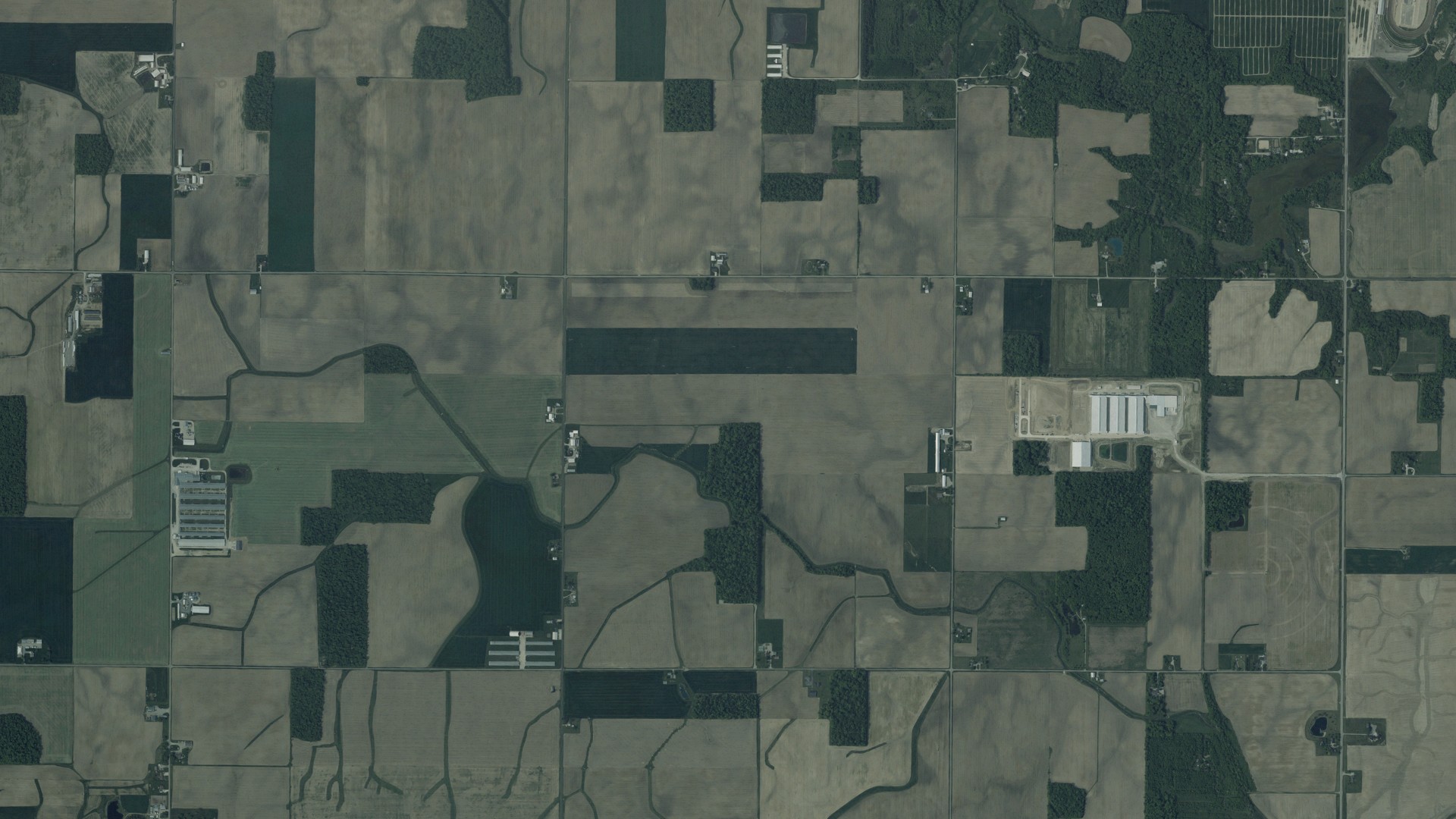 Aerial view of land around Allen, Ohio