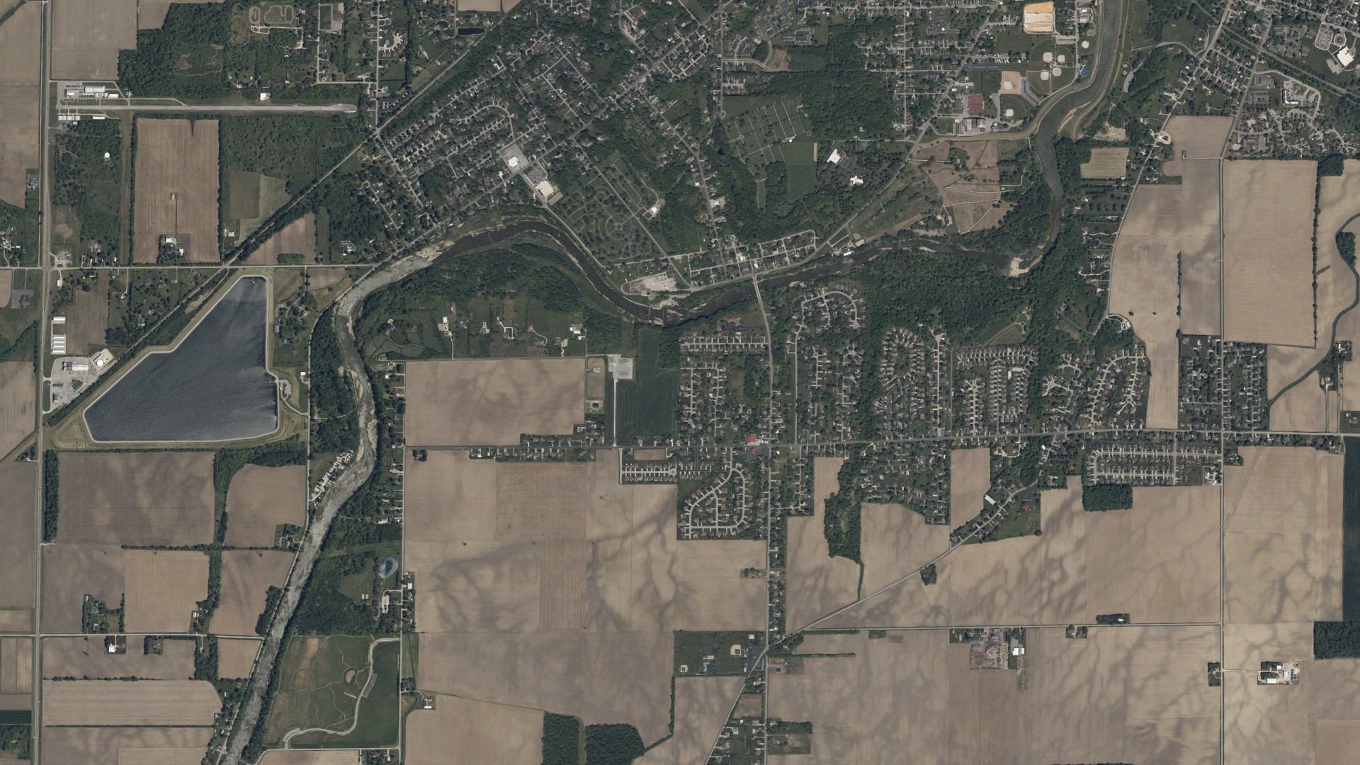 Aerial view of land around Ballville, Ohio