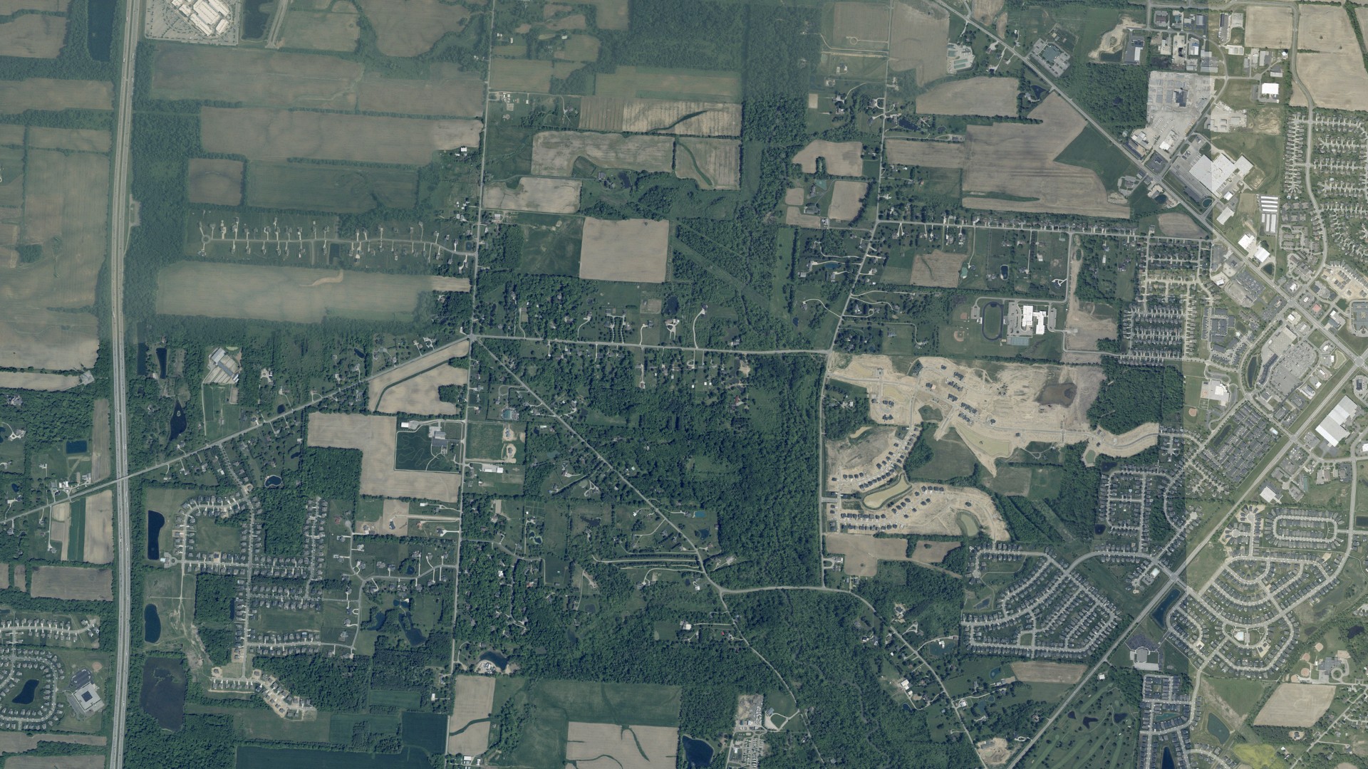 Aerial view of land around Berkshire, Ohio
