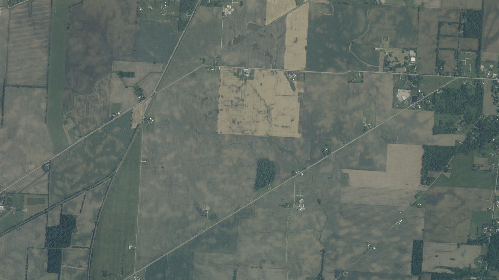 Natural-color aerial photograph of land around Brown, Ohio