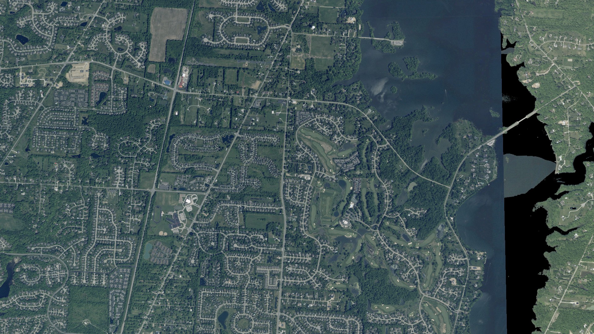 Aerial view of land around Genoa, Ohio