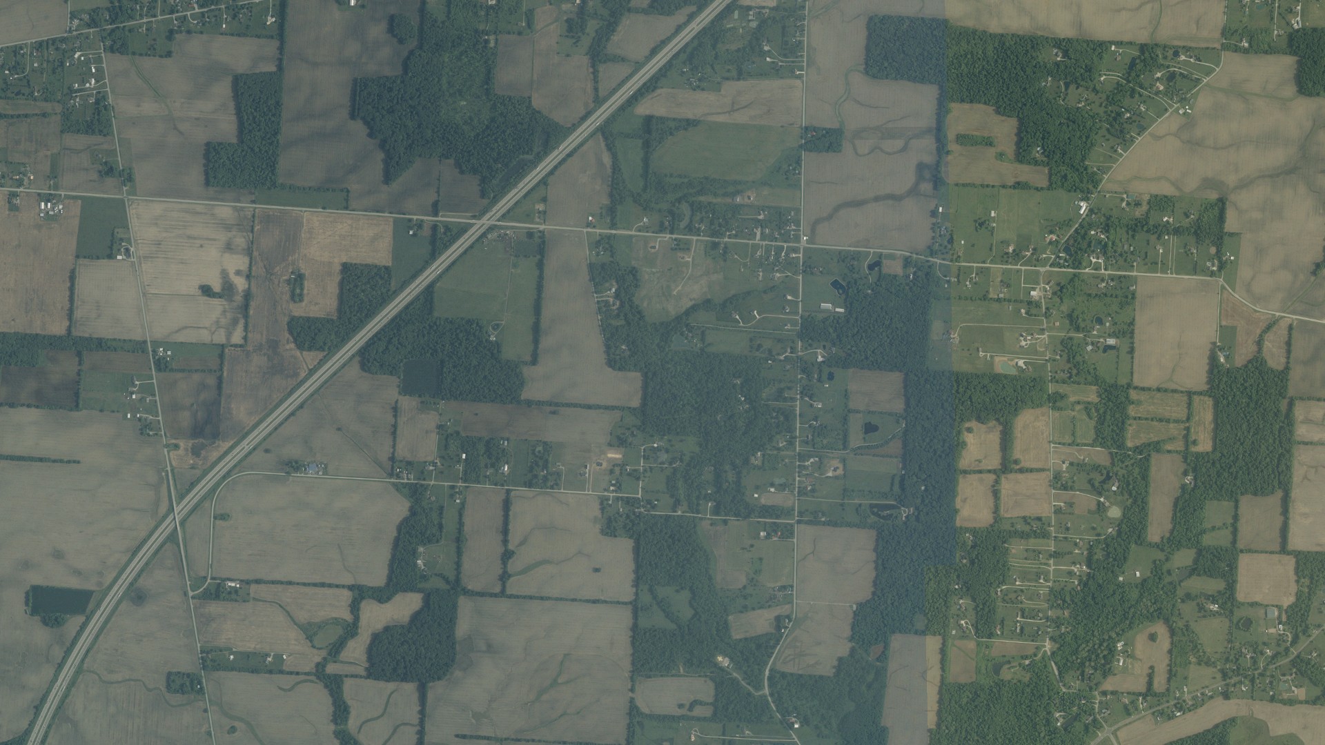 Aerial view of land around Kingston, Ohio