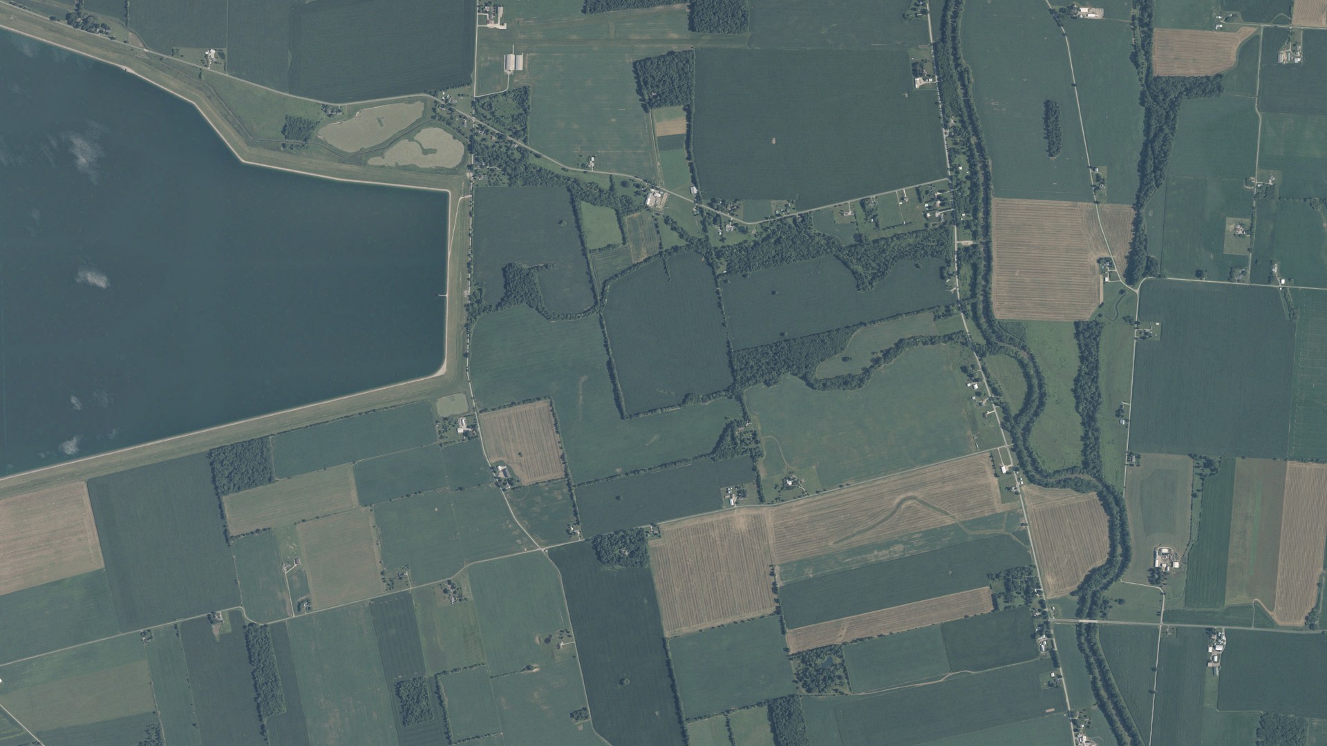 Aerial view of land around Thompson, Ohio