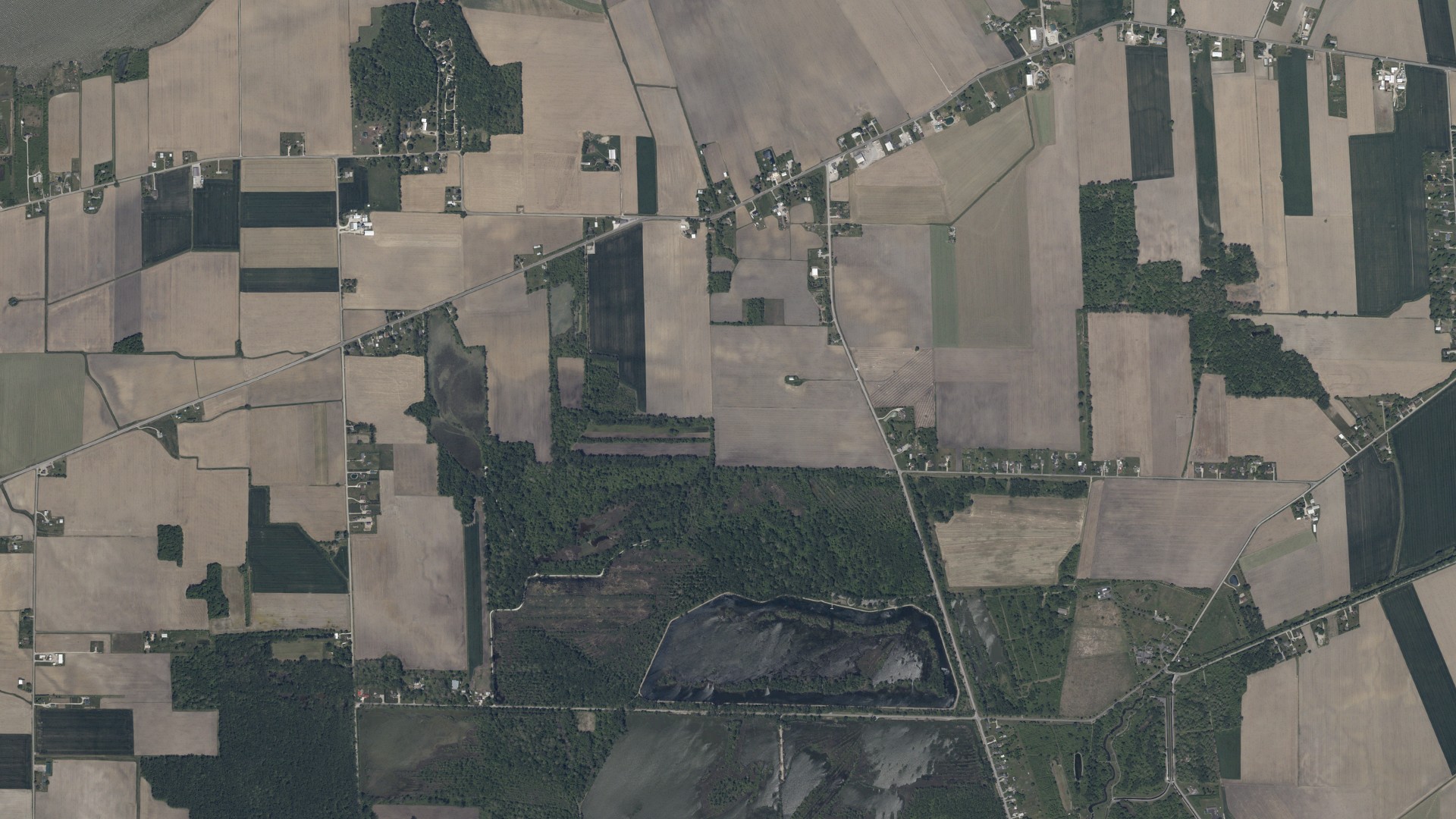 Aerial view of land around Margaretta, Ohio
