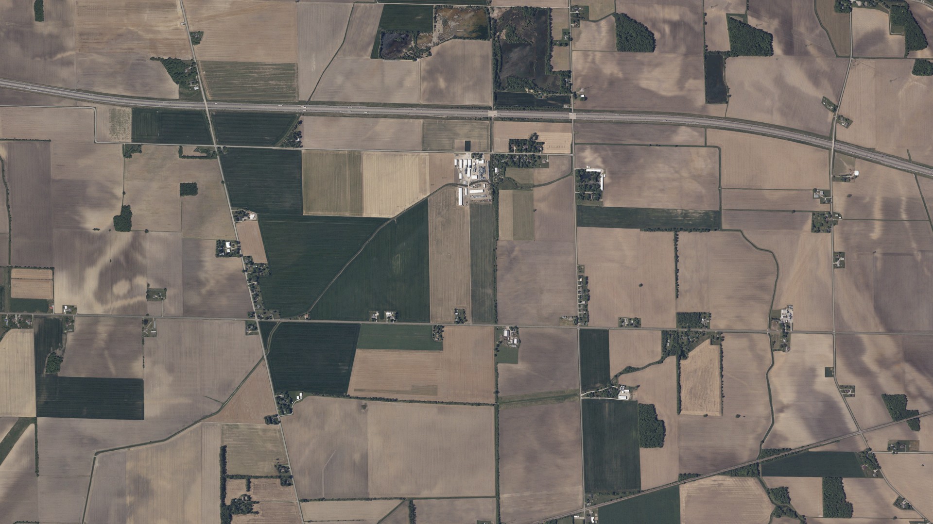 Aerial view of land around Oxford, Ohio