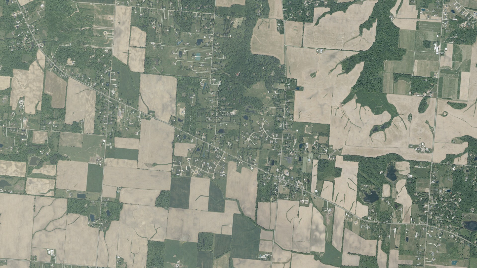 Aerial view of land around Bloom, Ohio