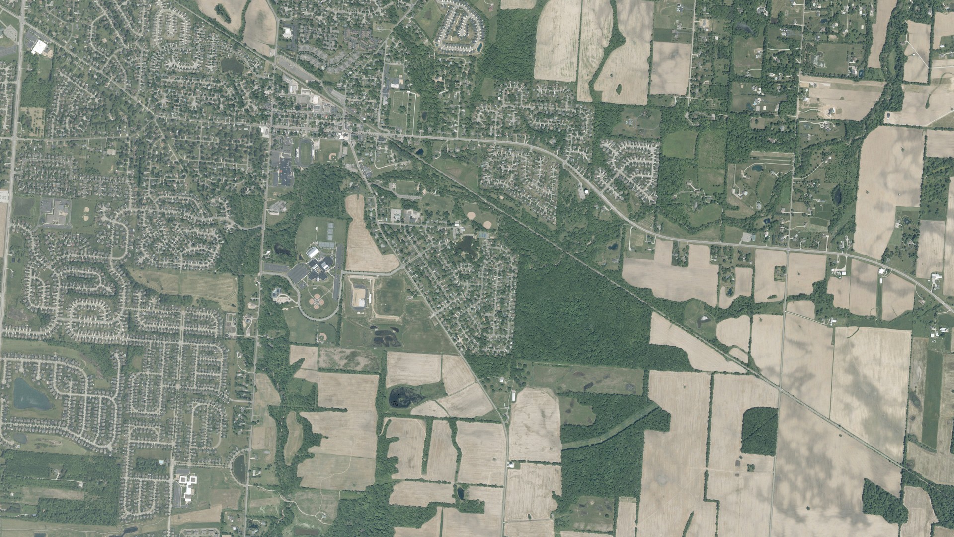 Aerial view of land around Violet, Ohio