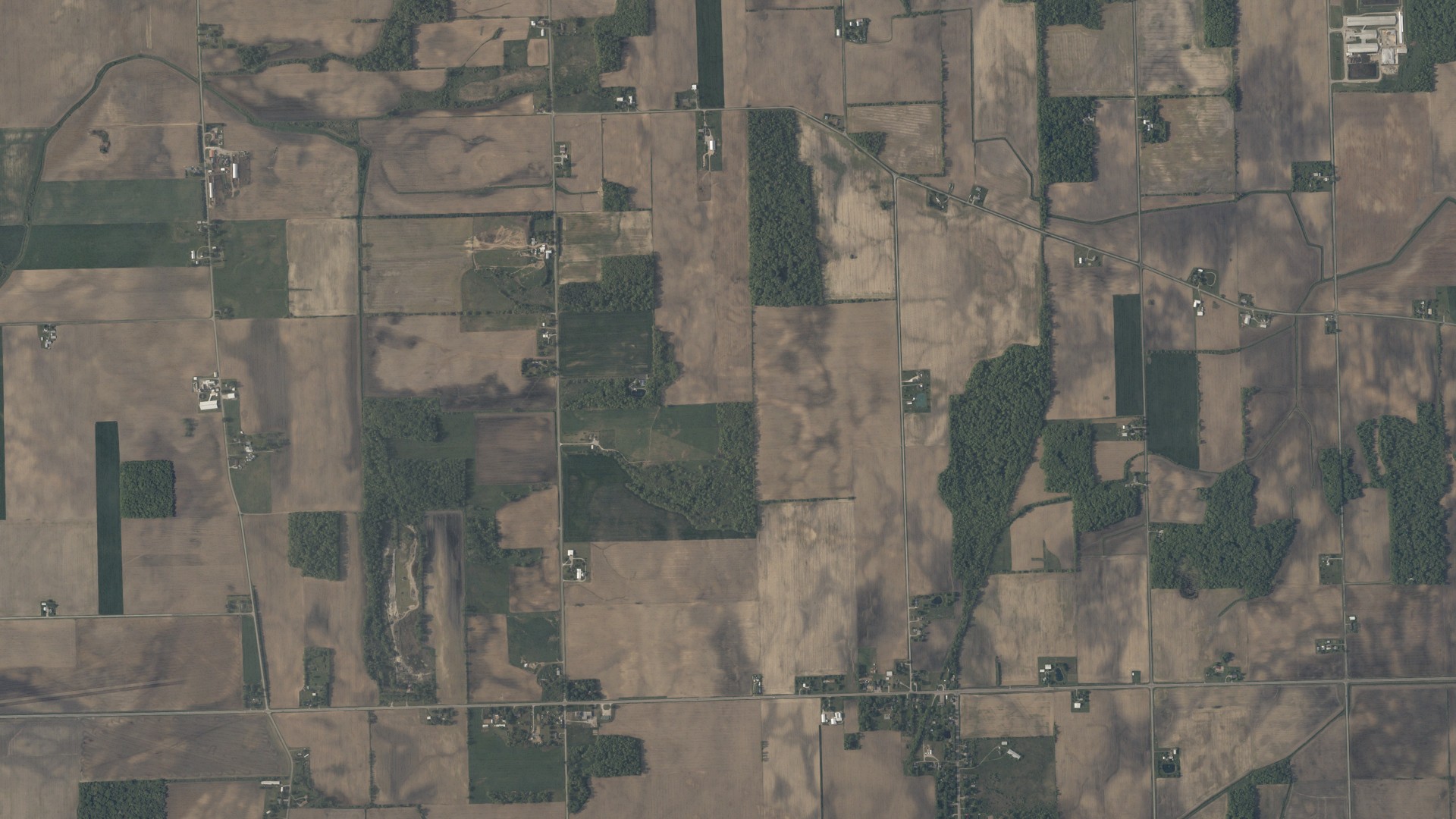 Aerial view of land around Chesterfield, Ohio