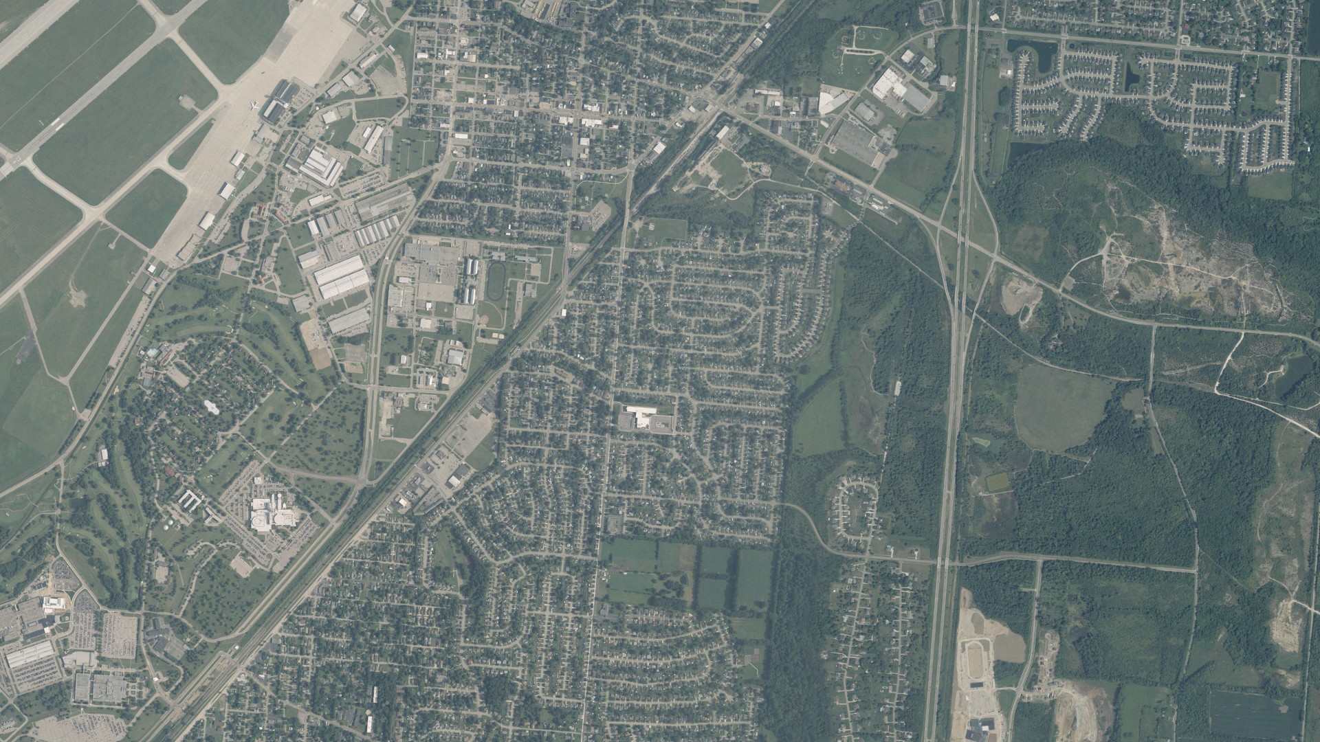 Aerial view of land around Bath, Ohio