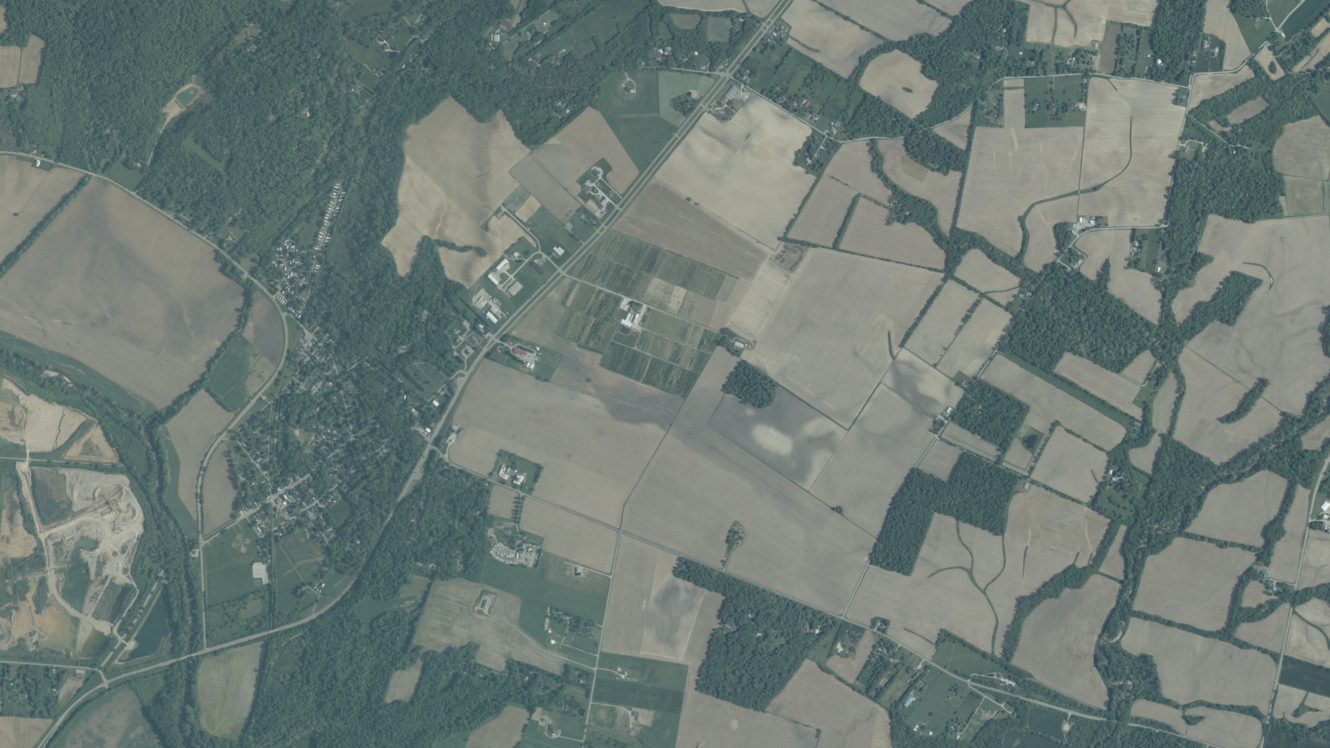 Aerial view of land around Spring Valley, Ohio