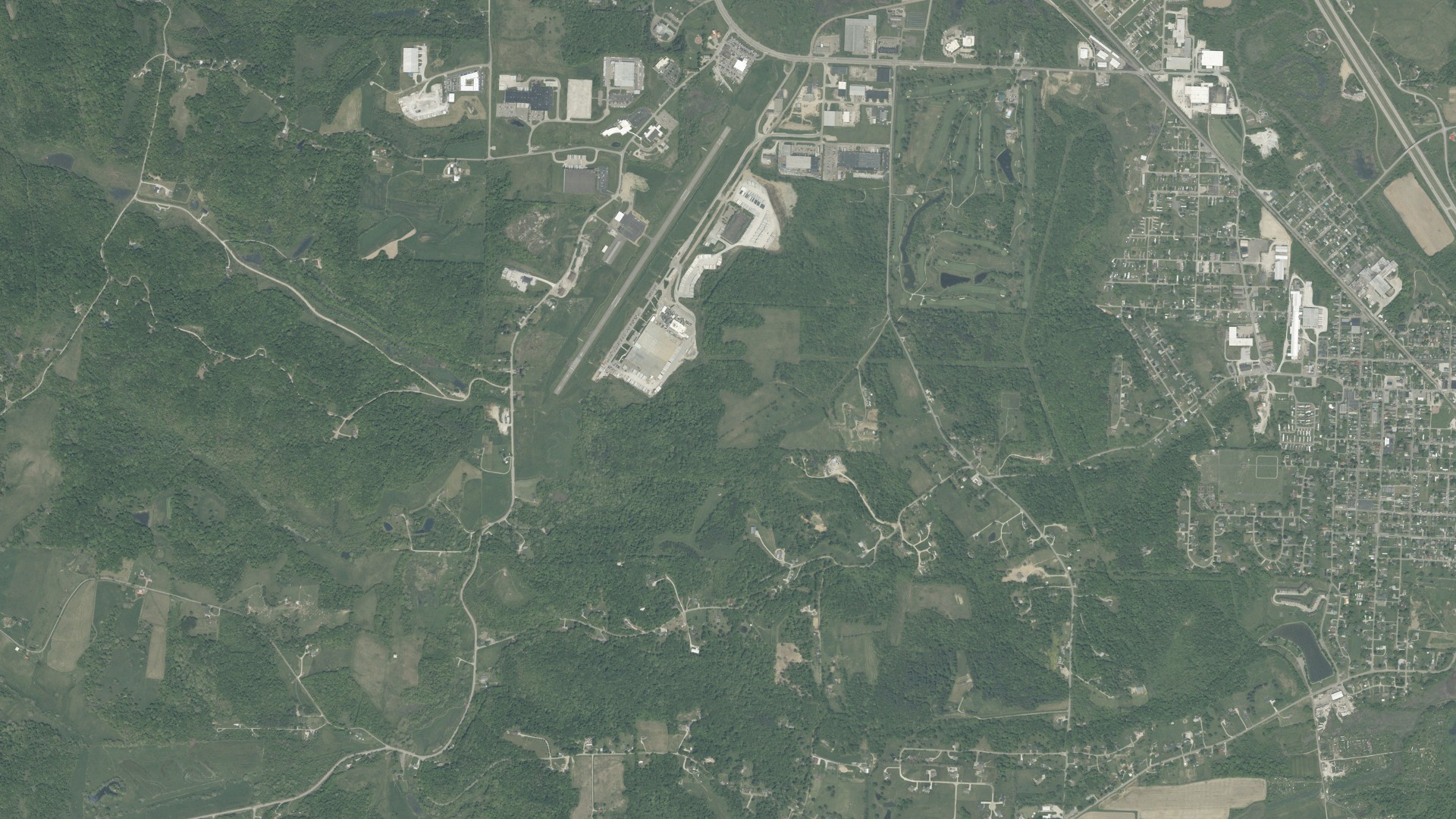 Aerial view of land around Jackson, Ohio