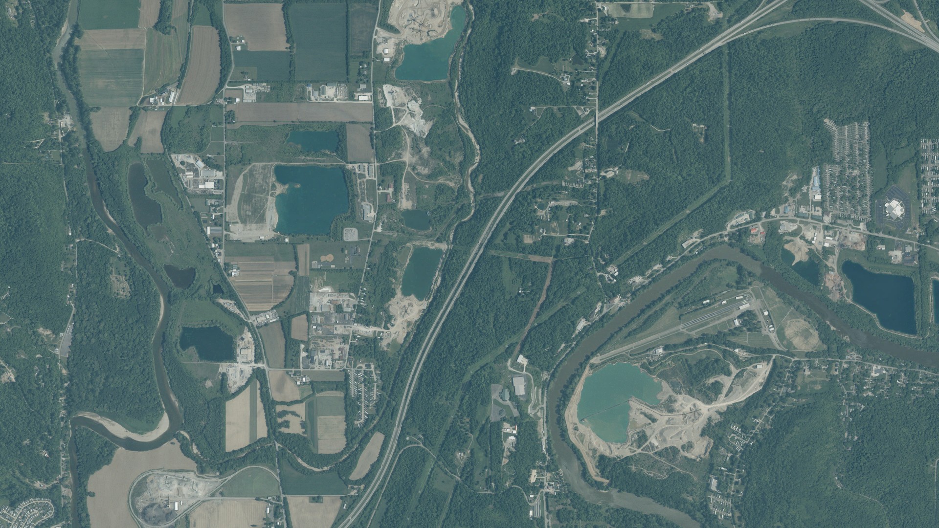 Aerial view of land around Whitewater, Ohio